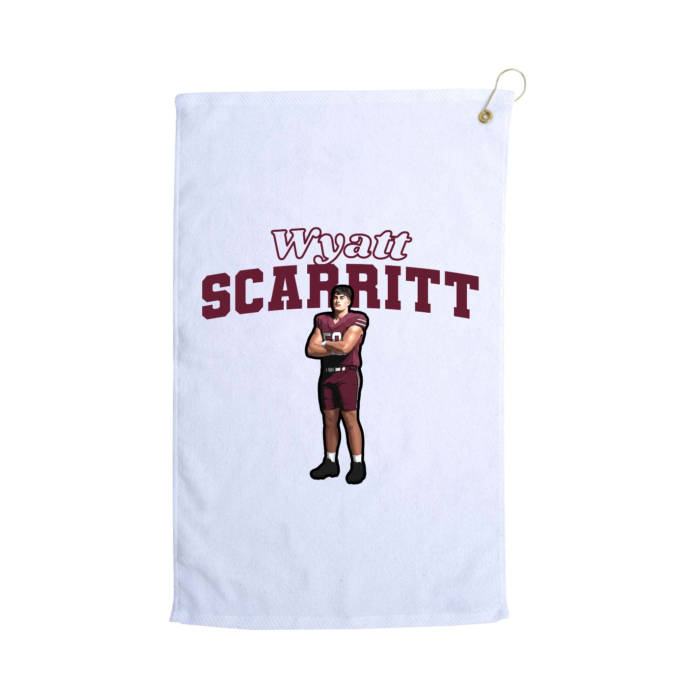 Golf Towel — Name Arch in White