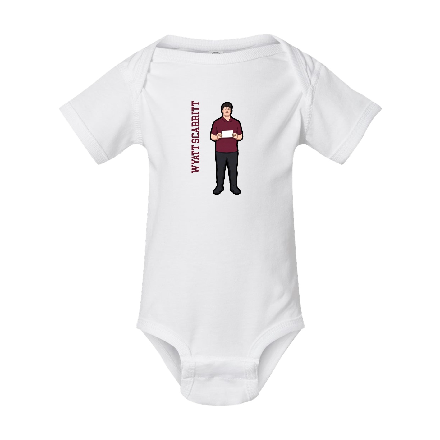 Baby Onesie — Name Vertical in White