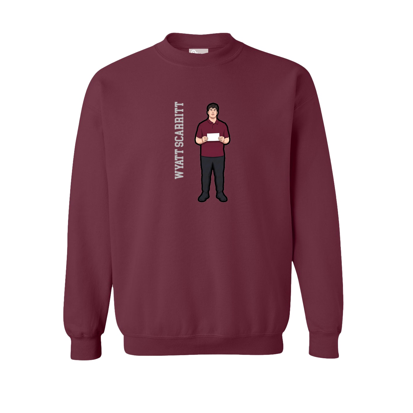 Fleece Crew — Name Vertical in Maroon