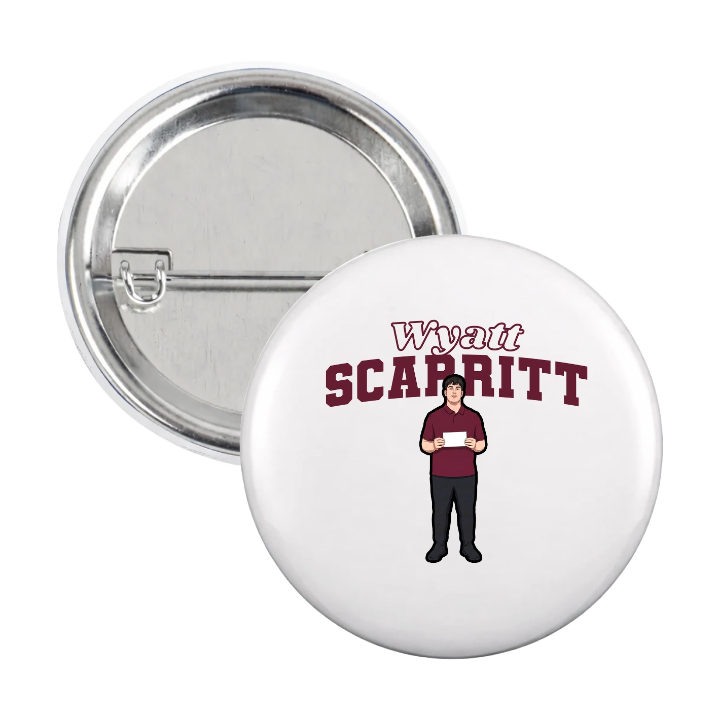 Game Day Button — Name Arch in White