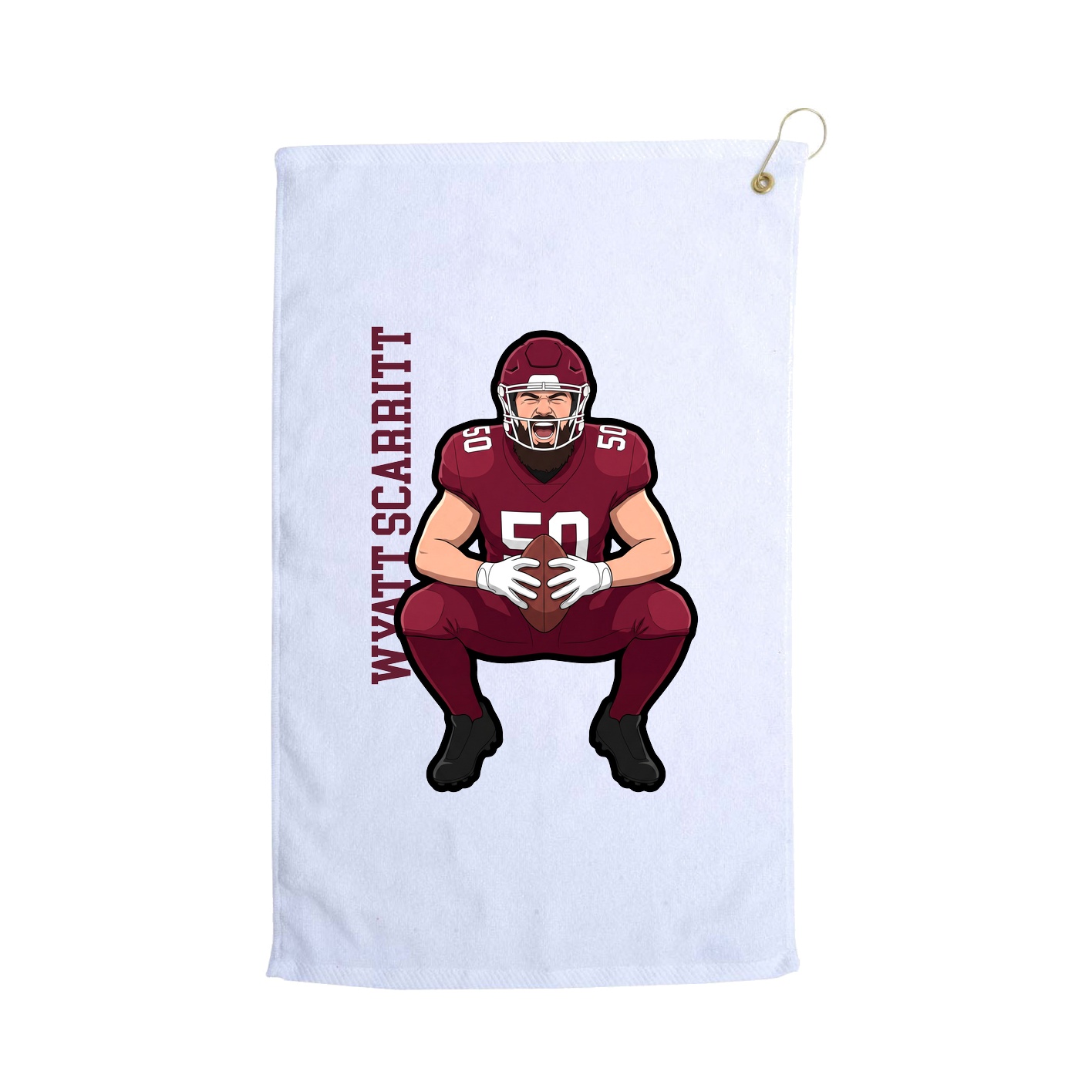 Golf Towel — Name Vertical in White