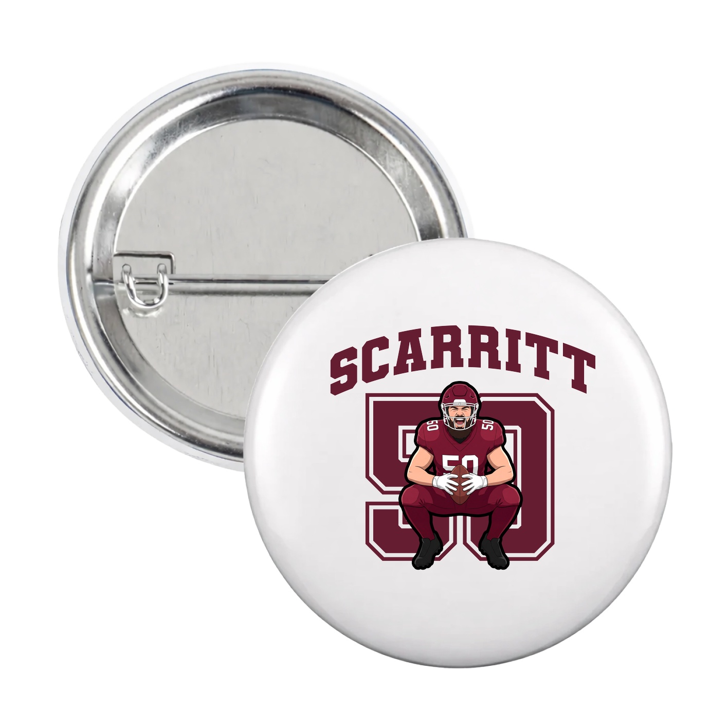 Game Day Button — Number in White
