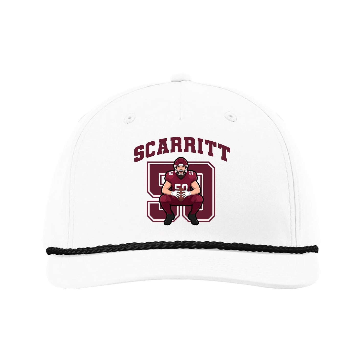 Five-Panel Classic Rope Cap — Number in White