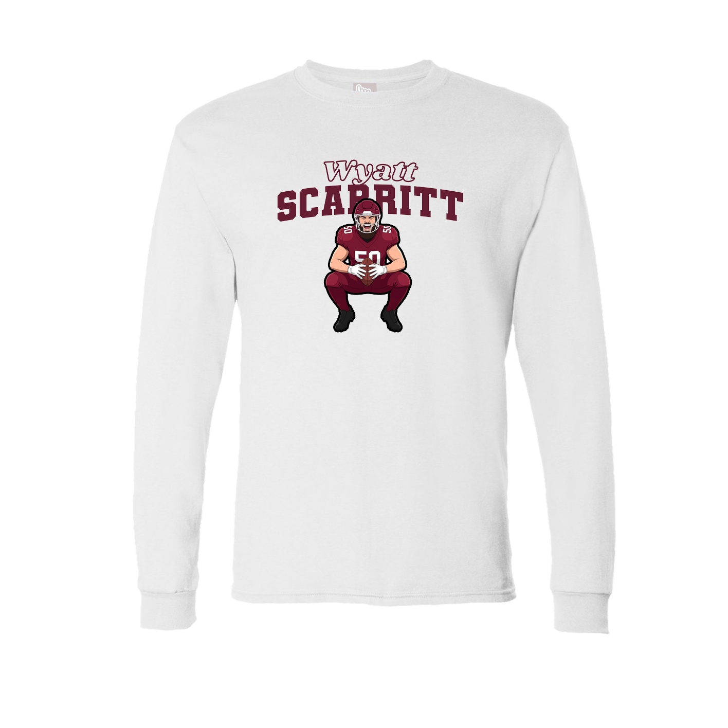 Long Sleeve Tee — Name Arch in White