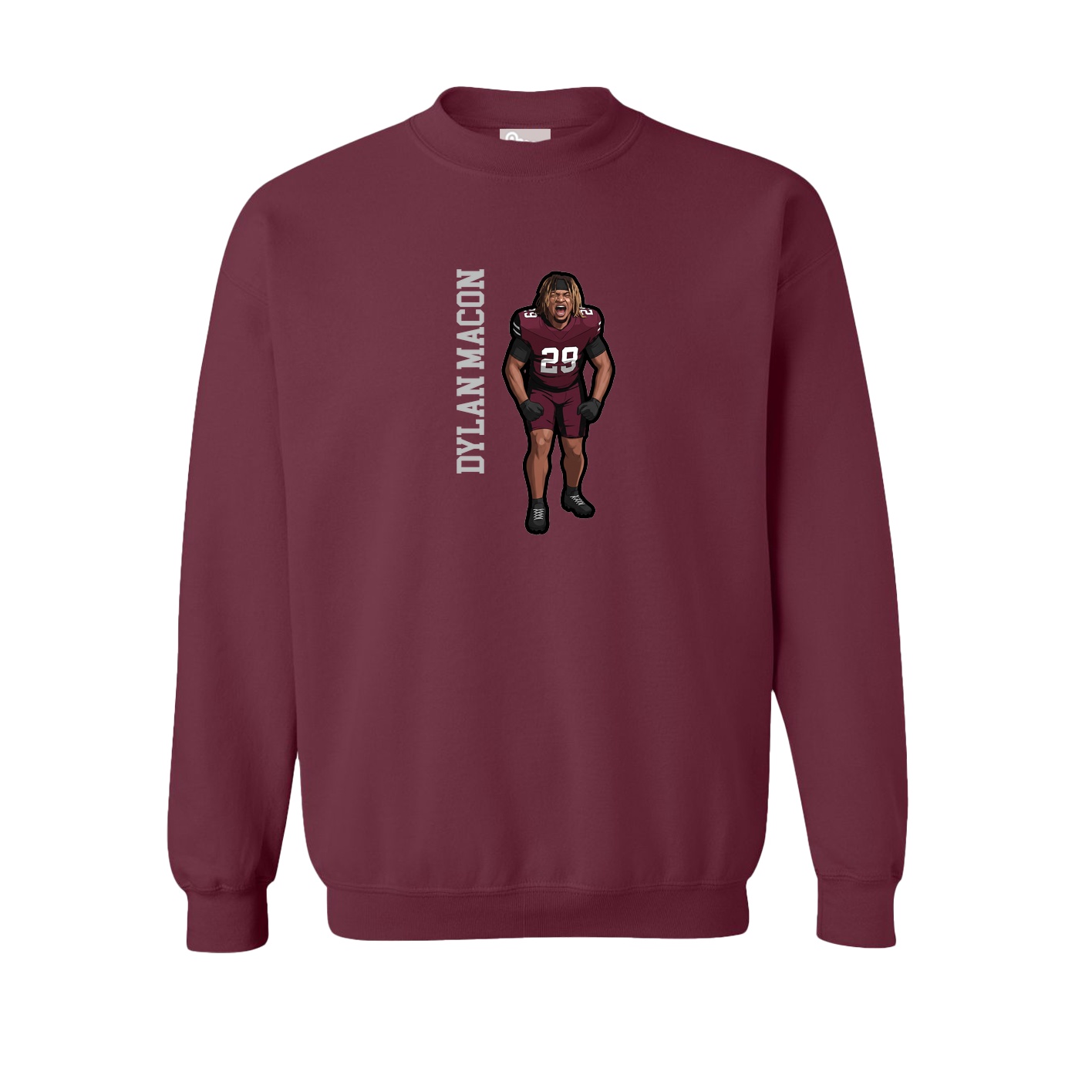 Fleece Crew — Name Vertical in Maroon