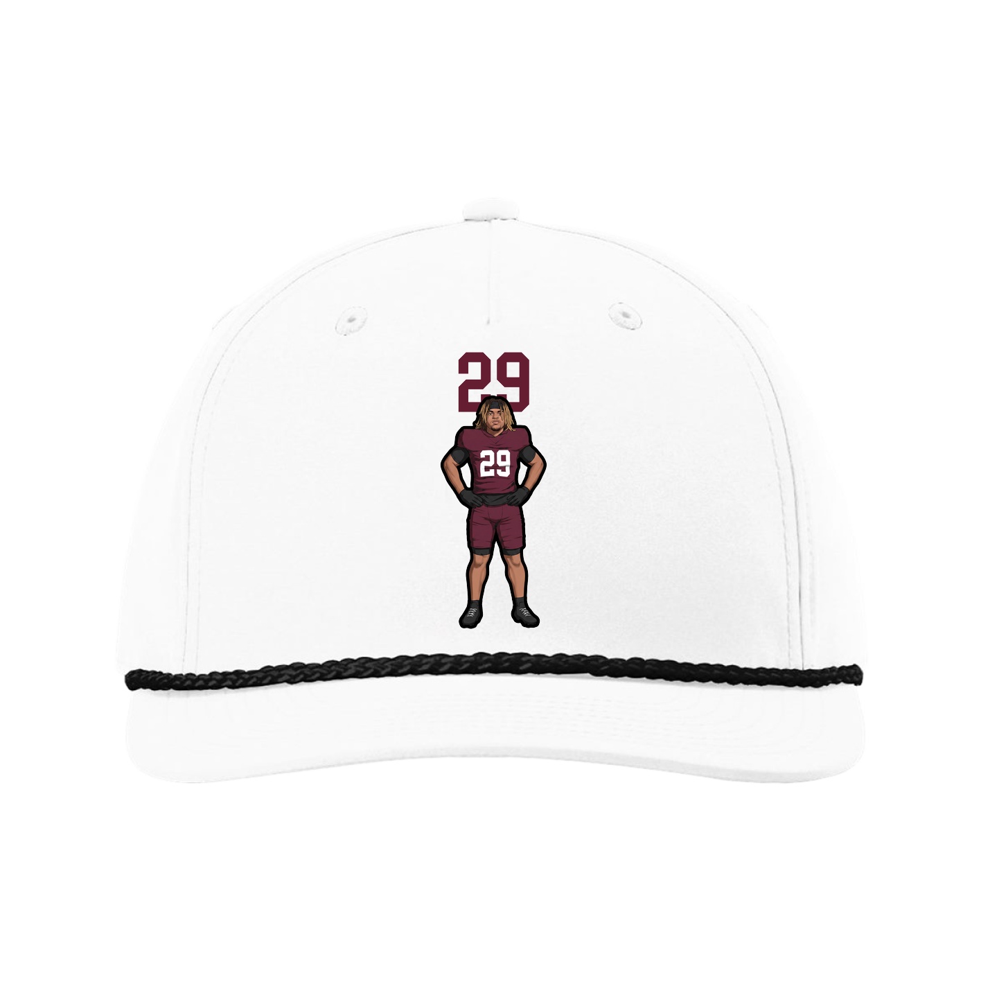 Five-Panel Classic Rope Cap — Number Top in White