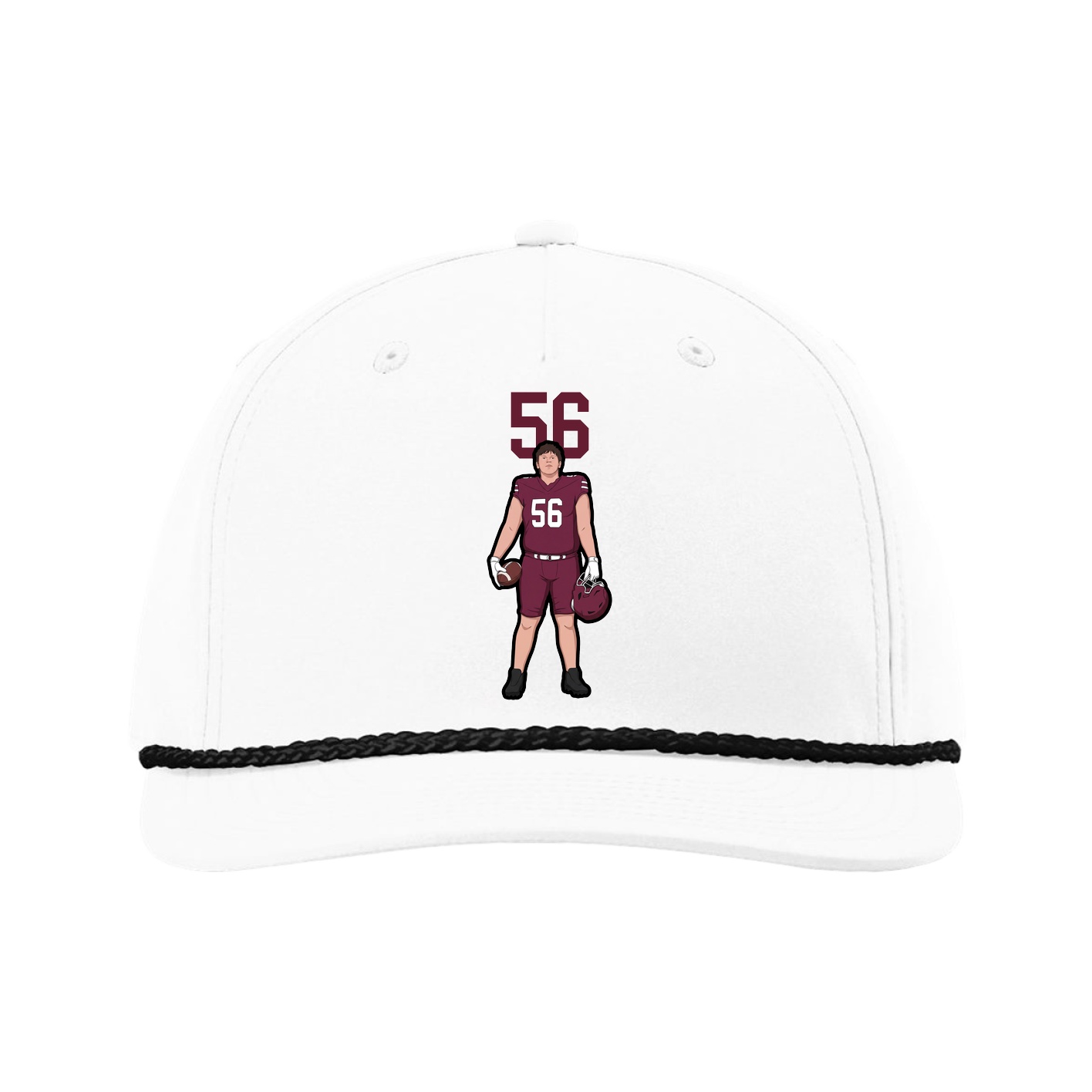 Five-Panel Classic Rope Cap — Number Top in White