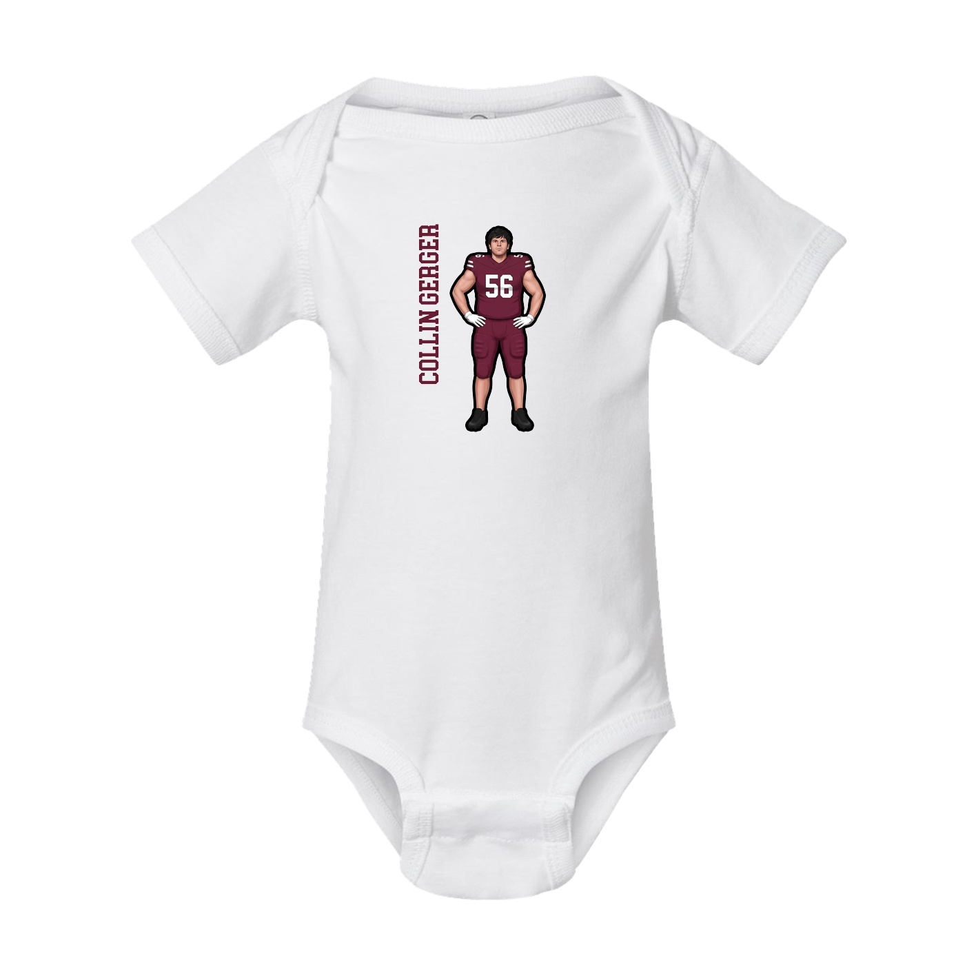Baby Onesie — Name Vertical in White