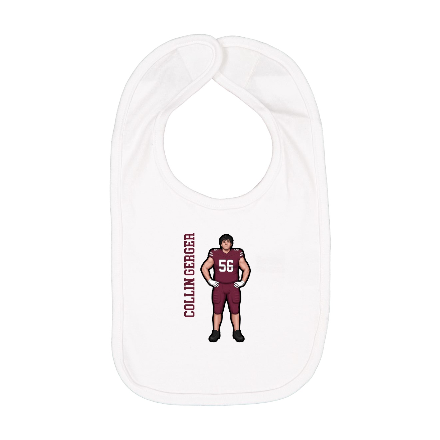 Infant Bib — Name Vertical in White