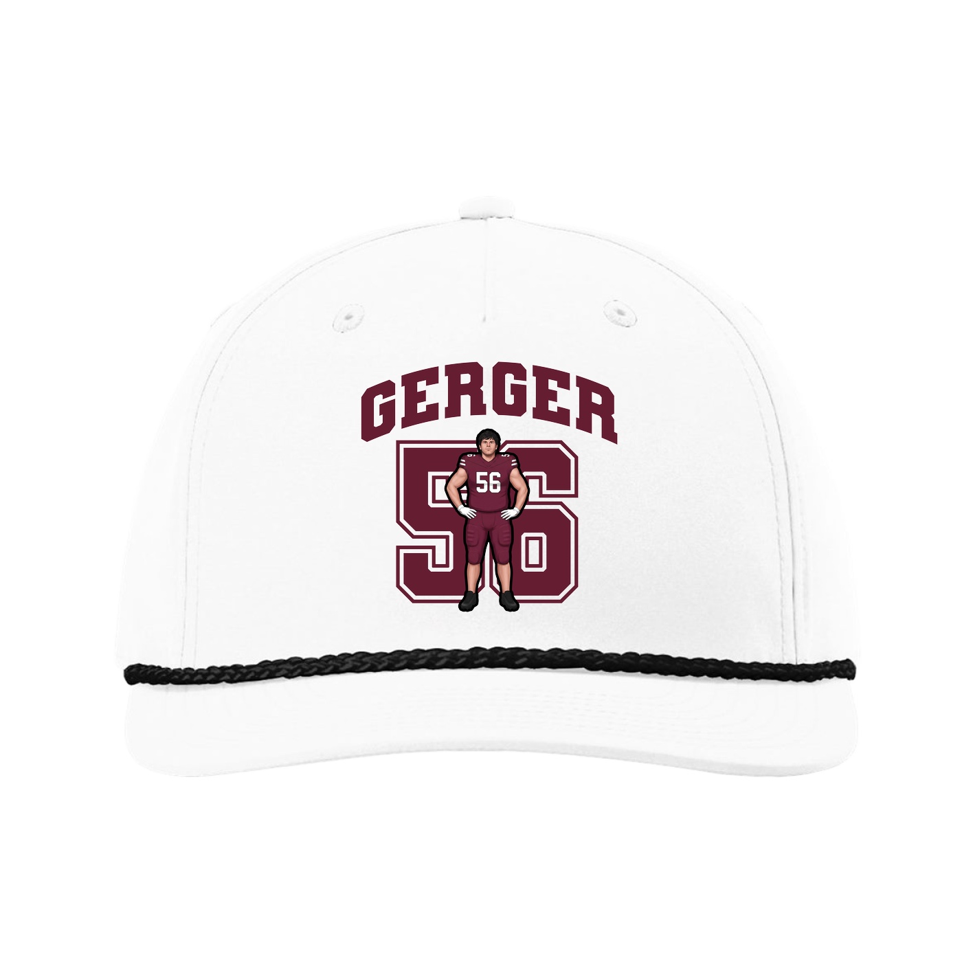 Five-Panel Classic Rope Cap — Number in White