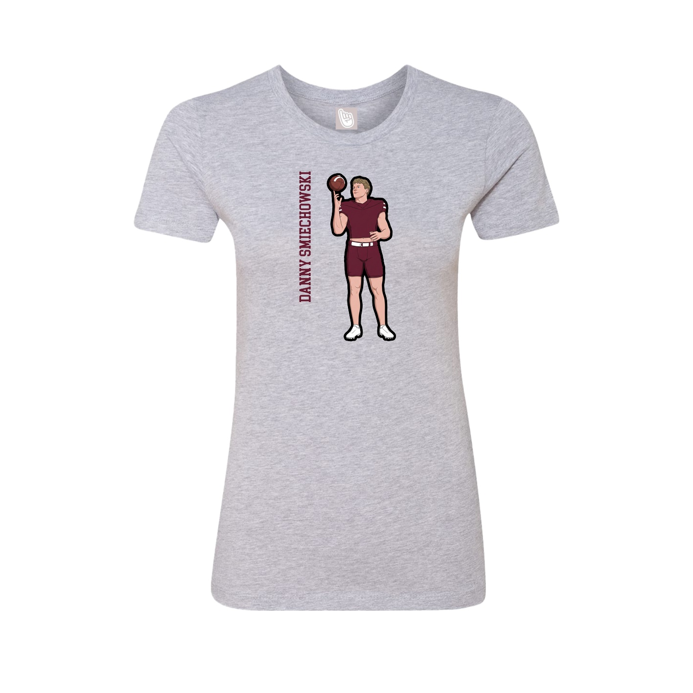 Fitted Women's Tee — Name Vertical in Grey