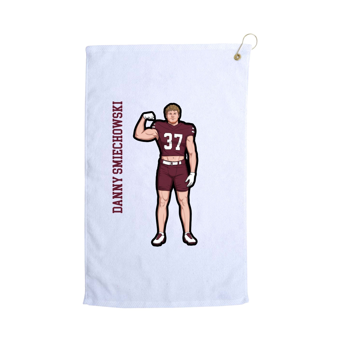 Golf Towel — Name Vertical in White
