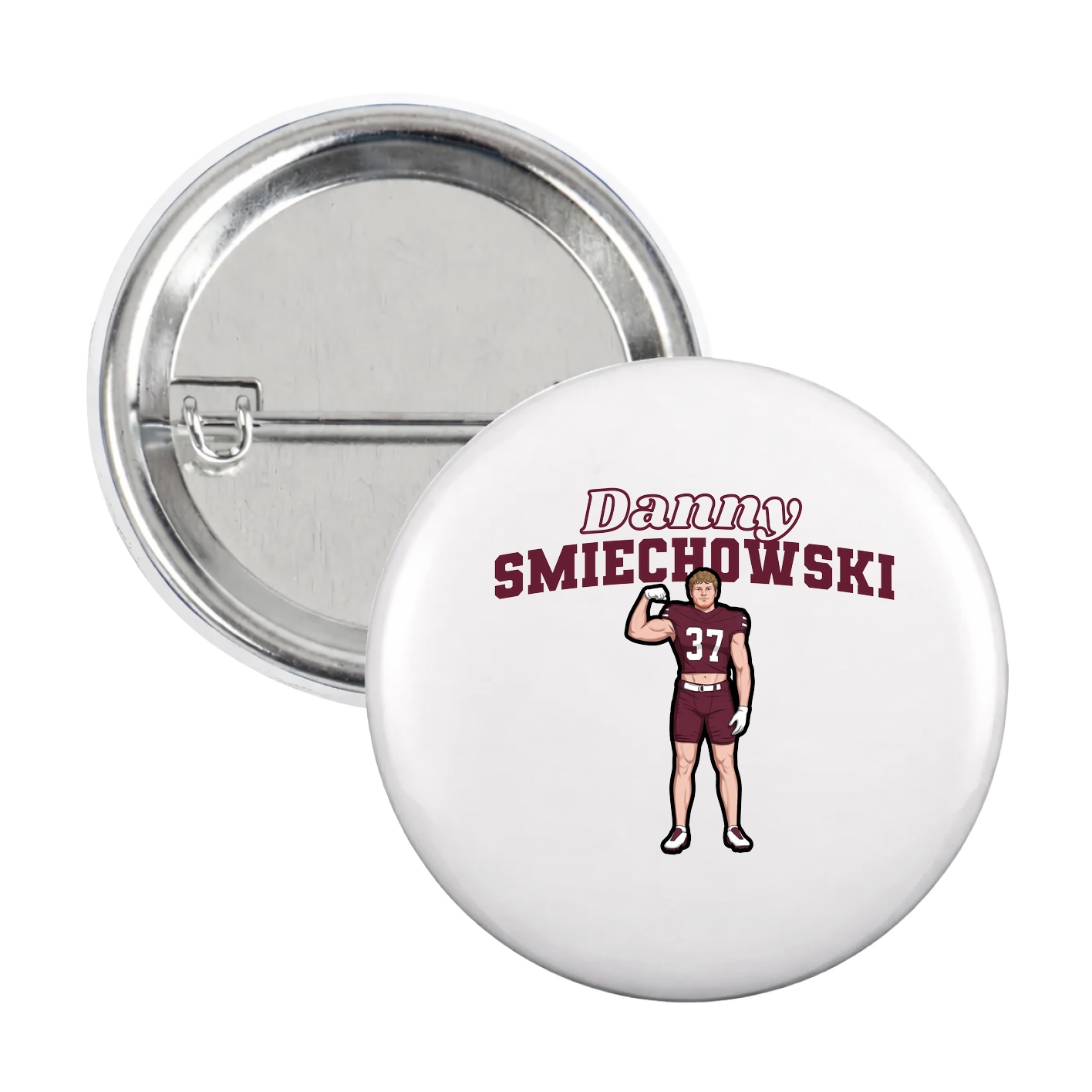 Game Day Button — Name Arch in White