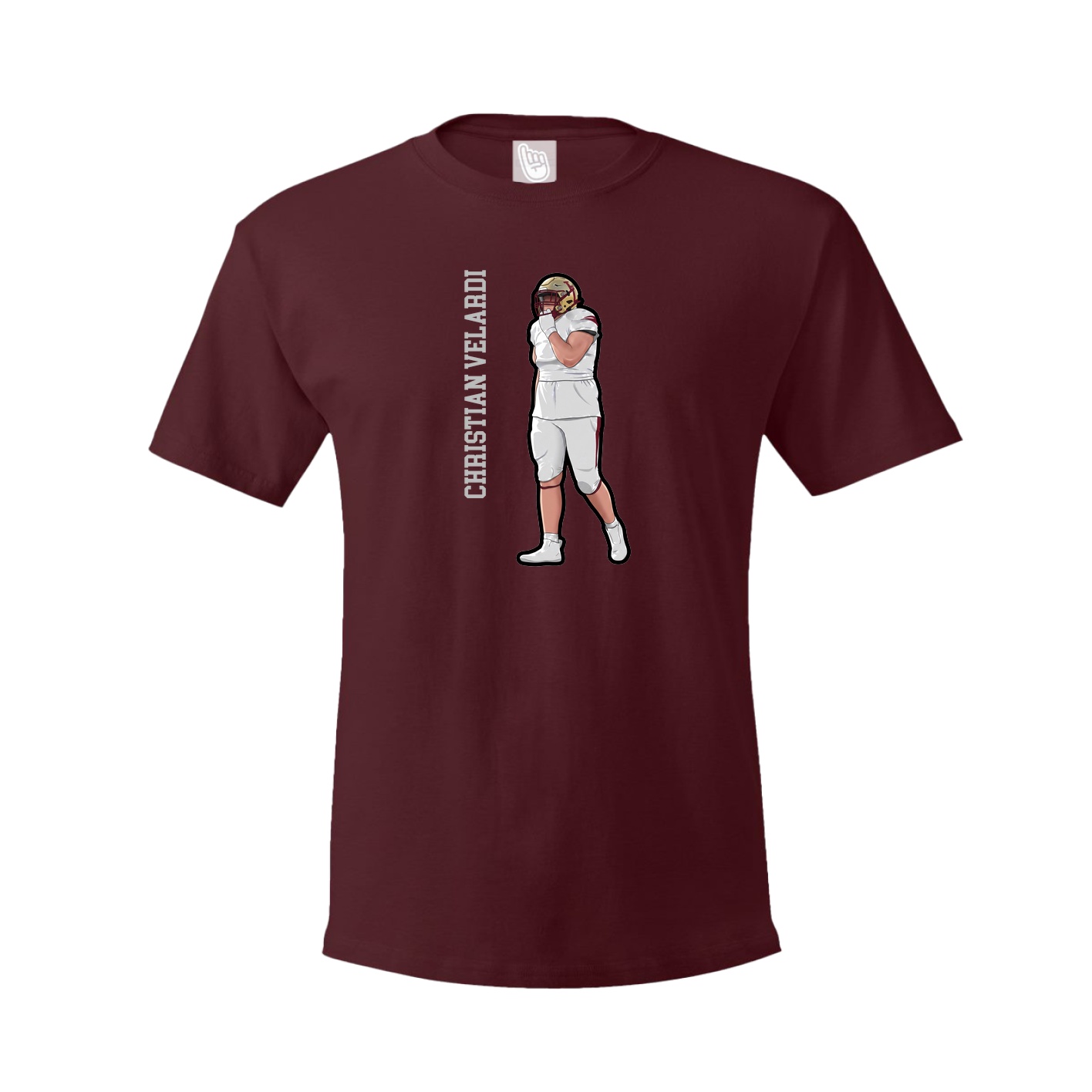 Youth Tee — Name Vertical in Maroon