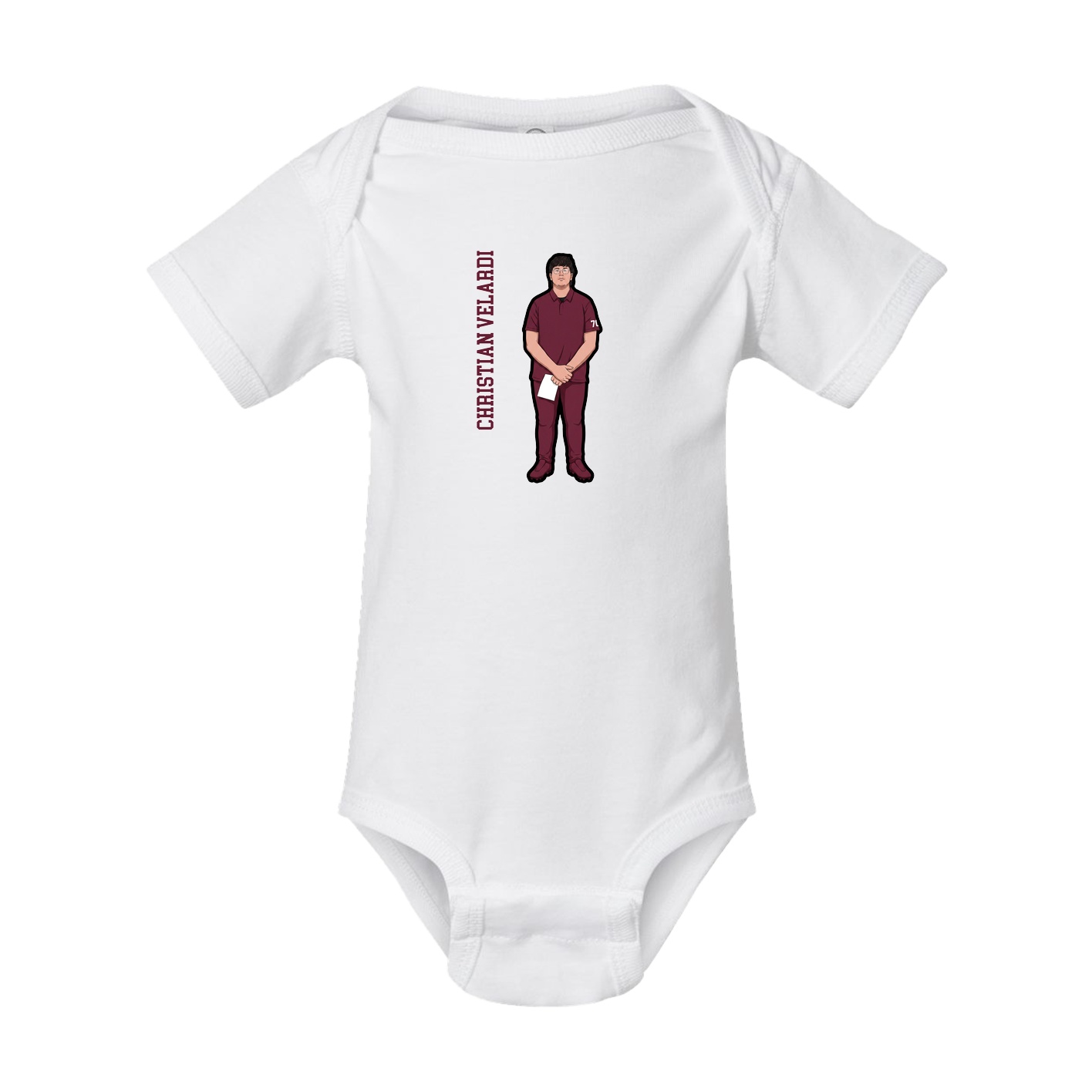 Baby Onesie — Name Vertical in White