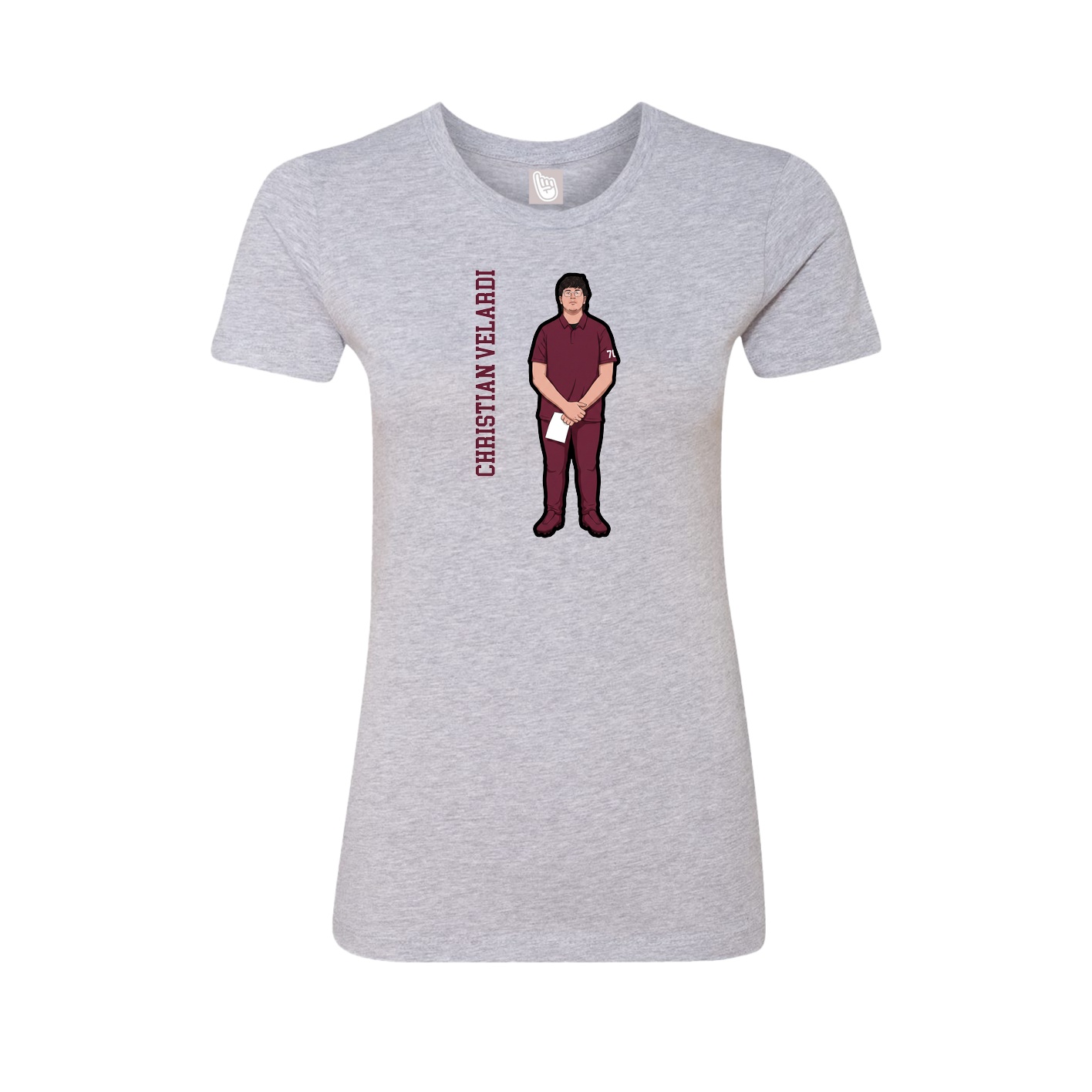 Fitted Women's Tee — Name Vertical in Grey