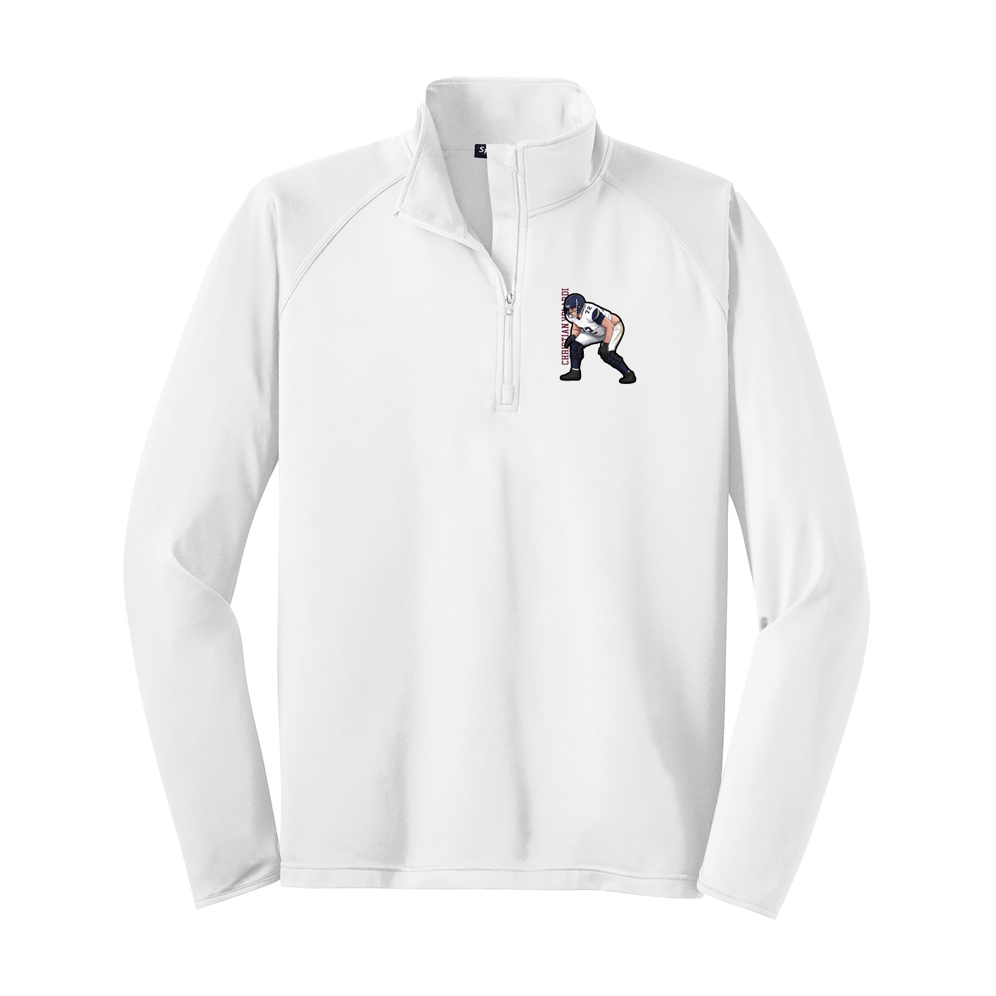Q-Zip Pullover — Name Vertical in White