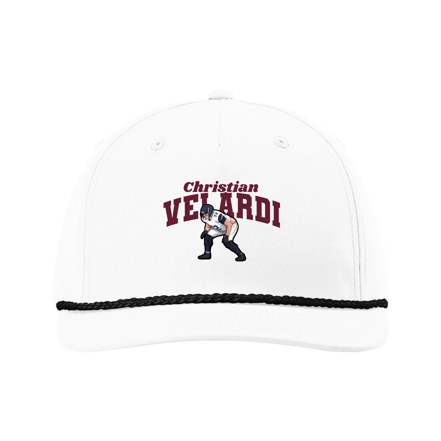 Five-Panel Classic Rope Cap — Signature Arch in White