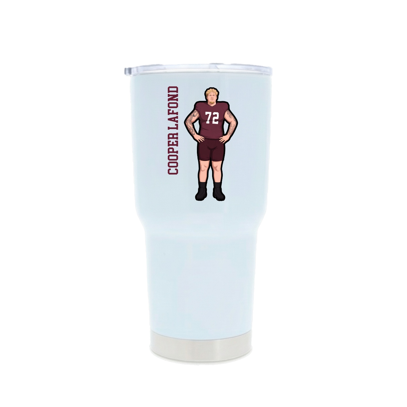 30oz Stainless Steel Tumbler — Name Vertical in White