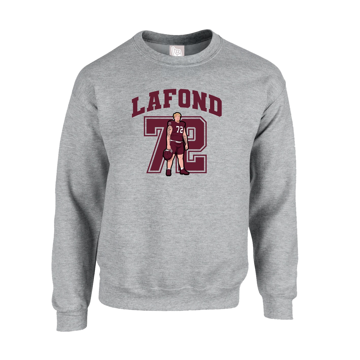 Fleece Crew — Number in Grey
