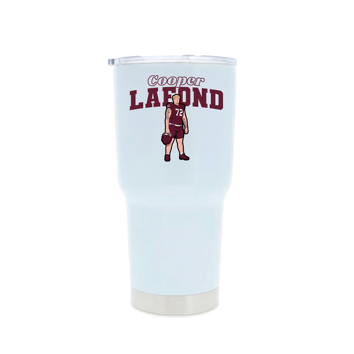30oz Stainless Steel Tumbler — Name Arch in White