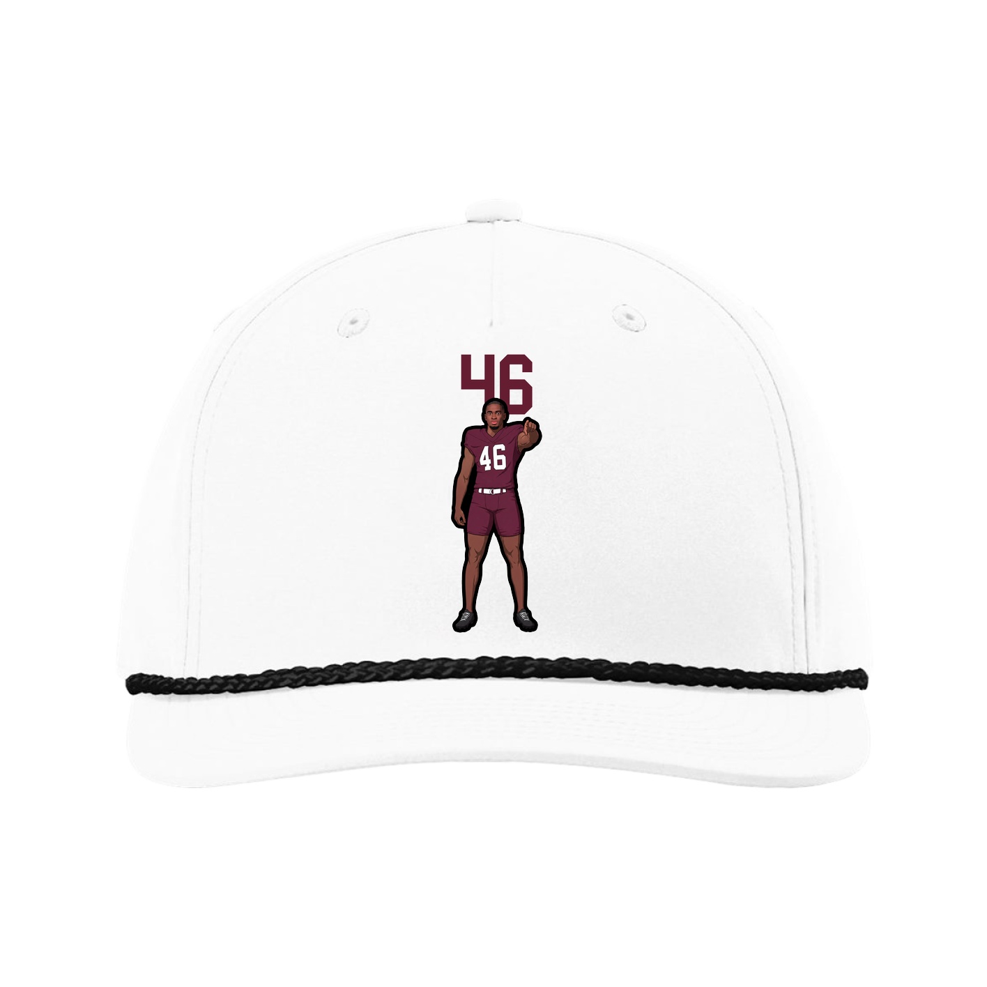 Five-Panel Classic Rope Cap — Number Top in White