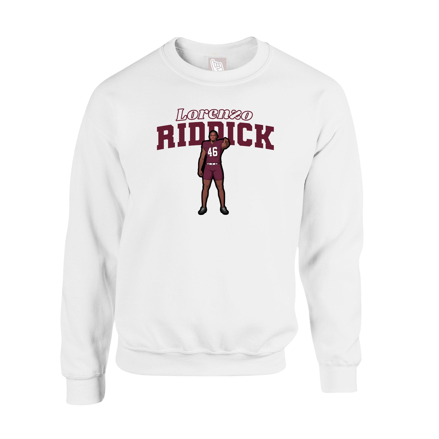 Fleece Crew — Name Arch in White