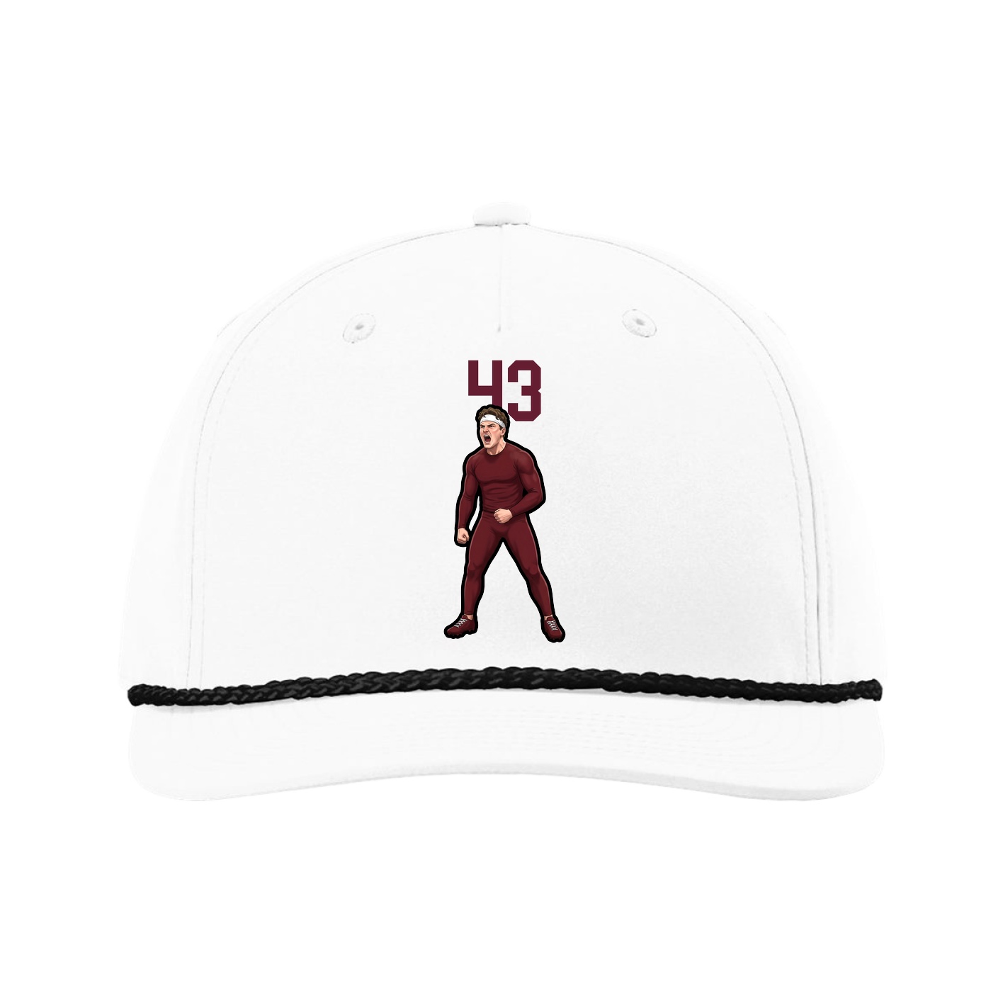 Five-Panel Classic Rope Cap — Number Top in White