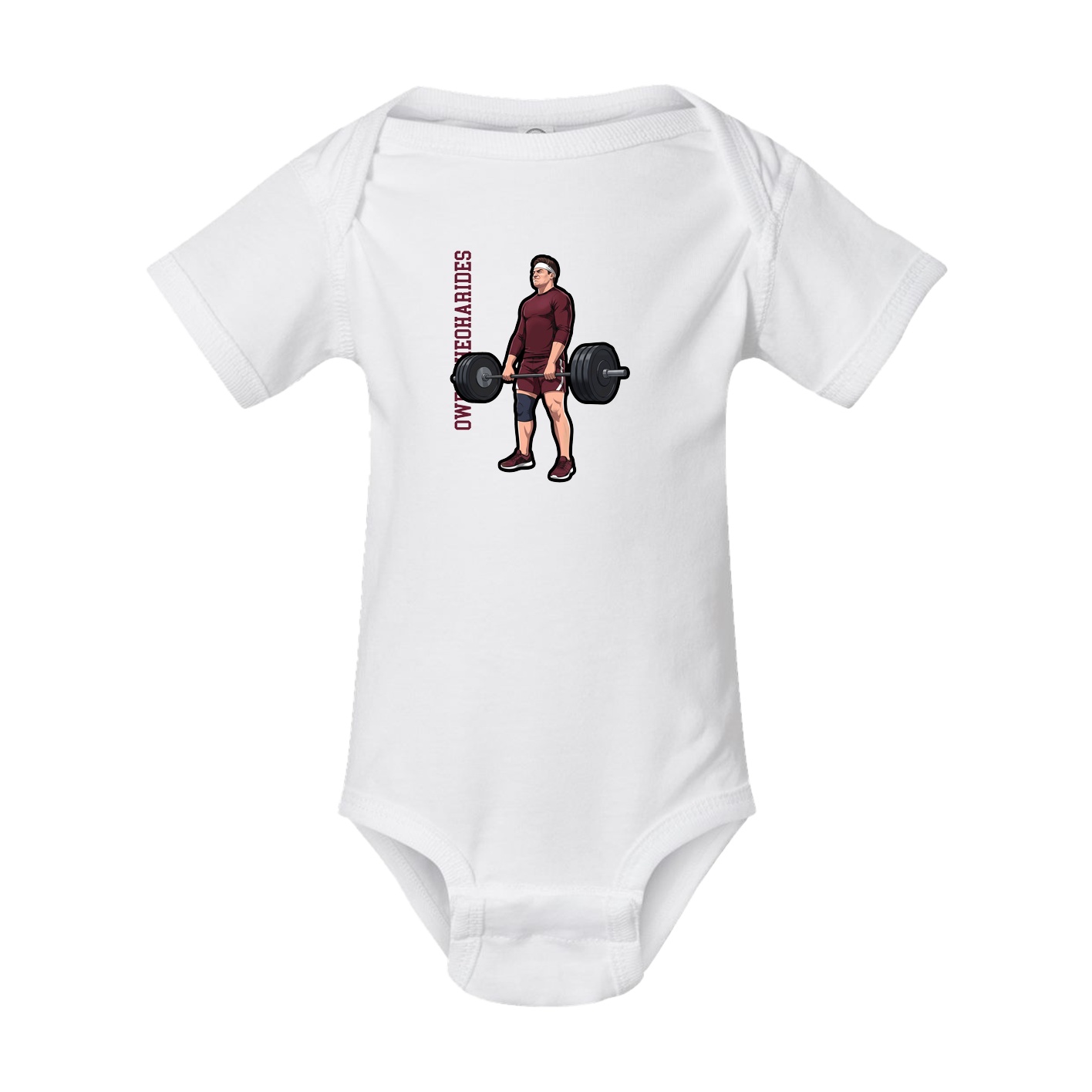 Baby Onesie — Name Vertical in White