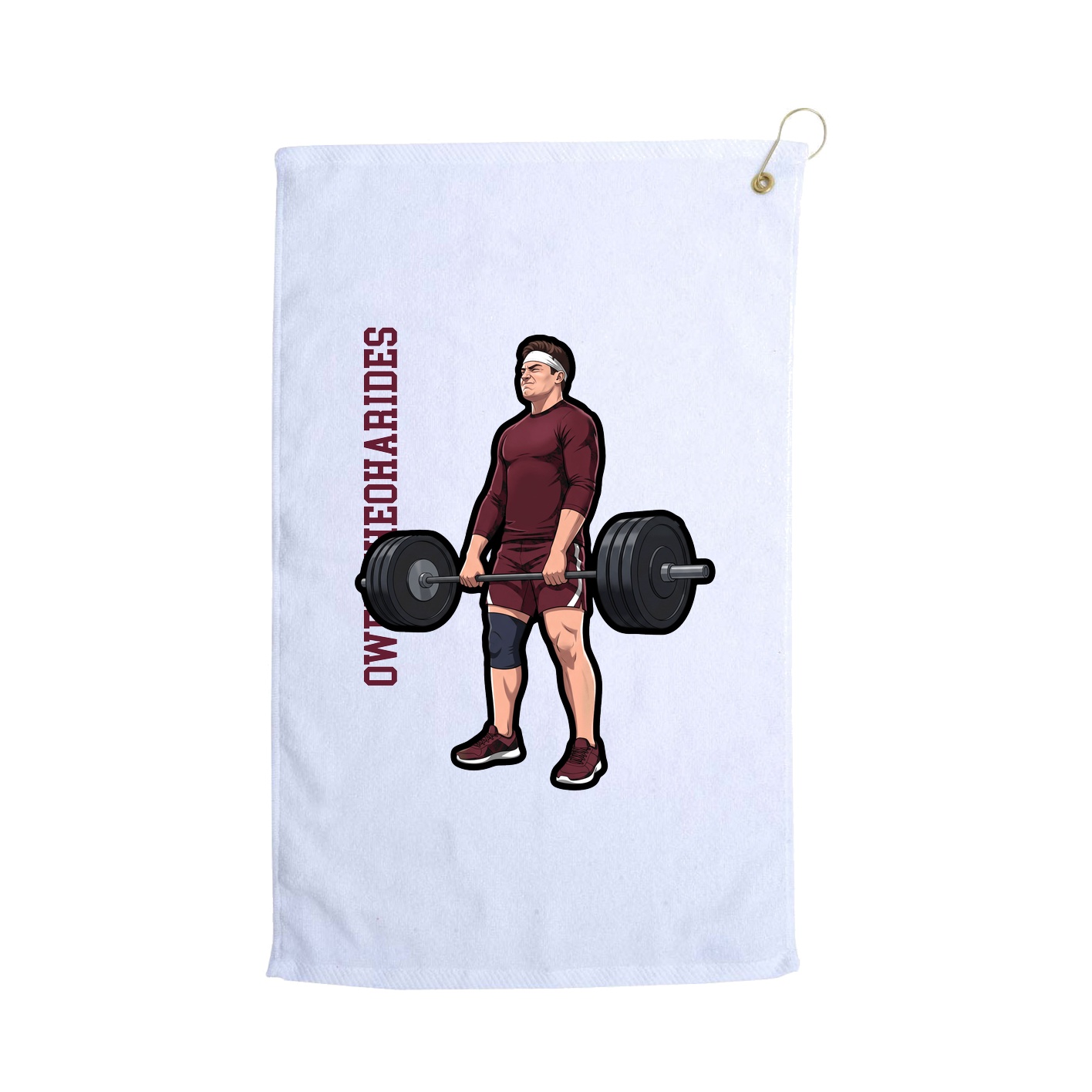Golf Towel — Name Vertical in White
