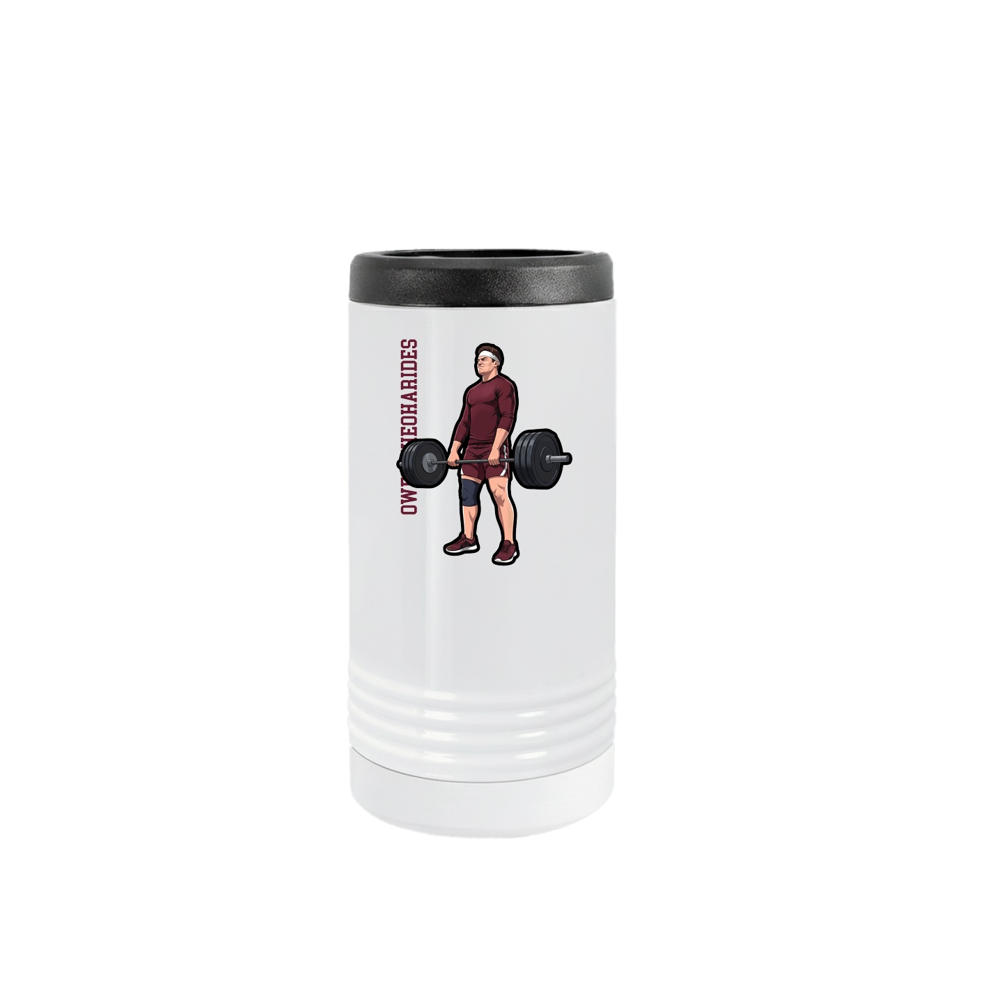 Slim Beverage Holder — Name Vertical in White