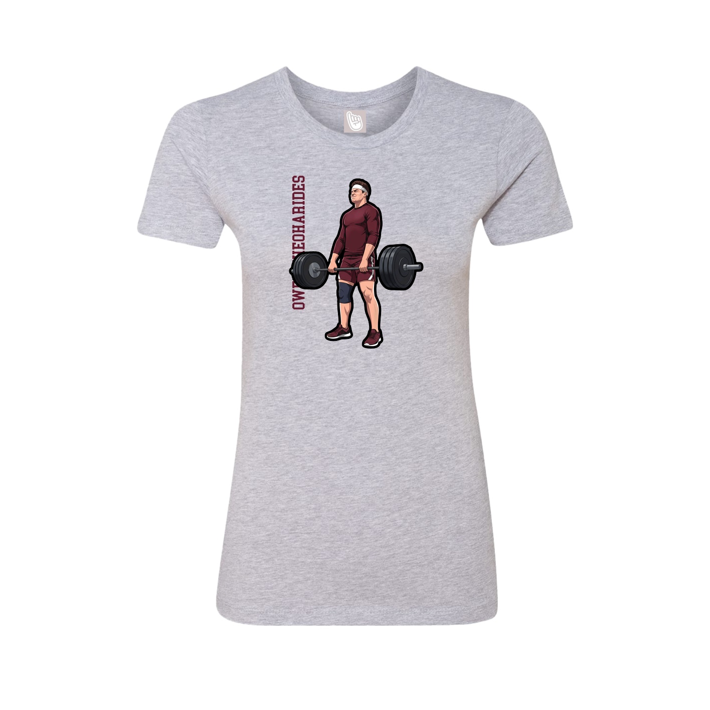Fitted Women's Tee — Name Vertical in Grey