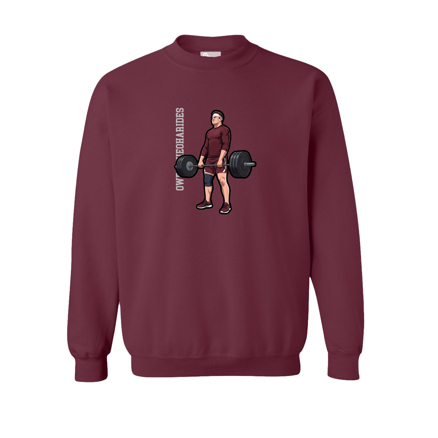 Fleece Crew — Name Vertical in Maroon