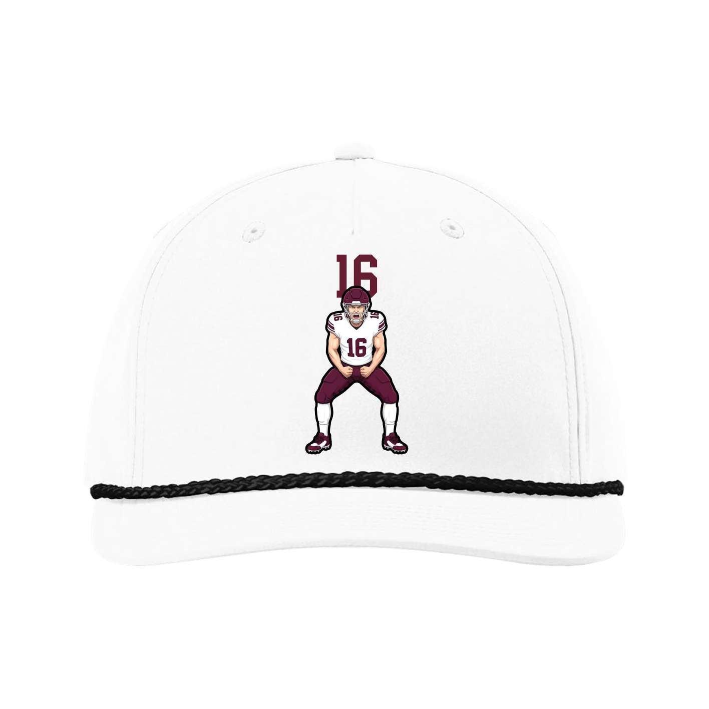 Five-Panel Classic Rope Cap — Number Top in White