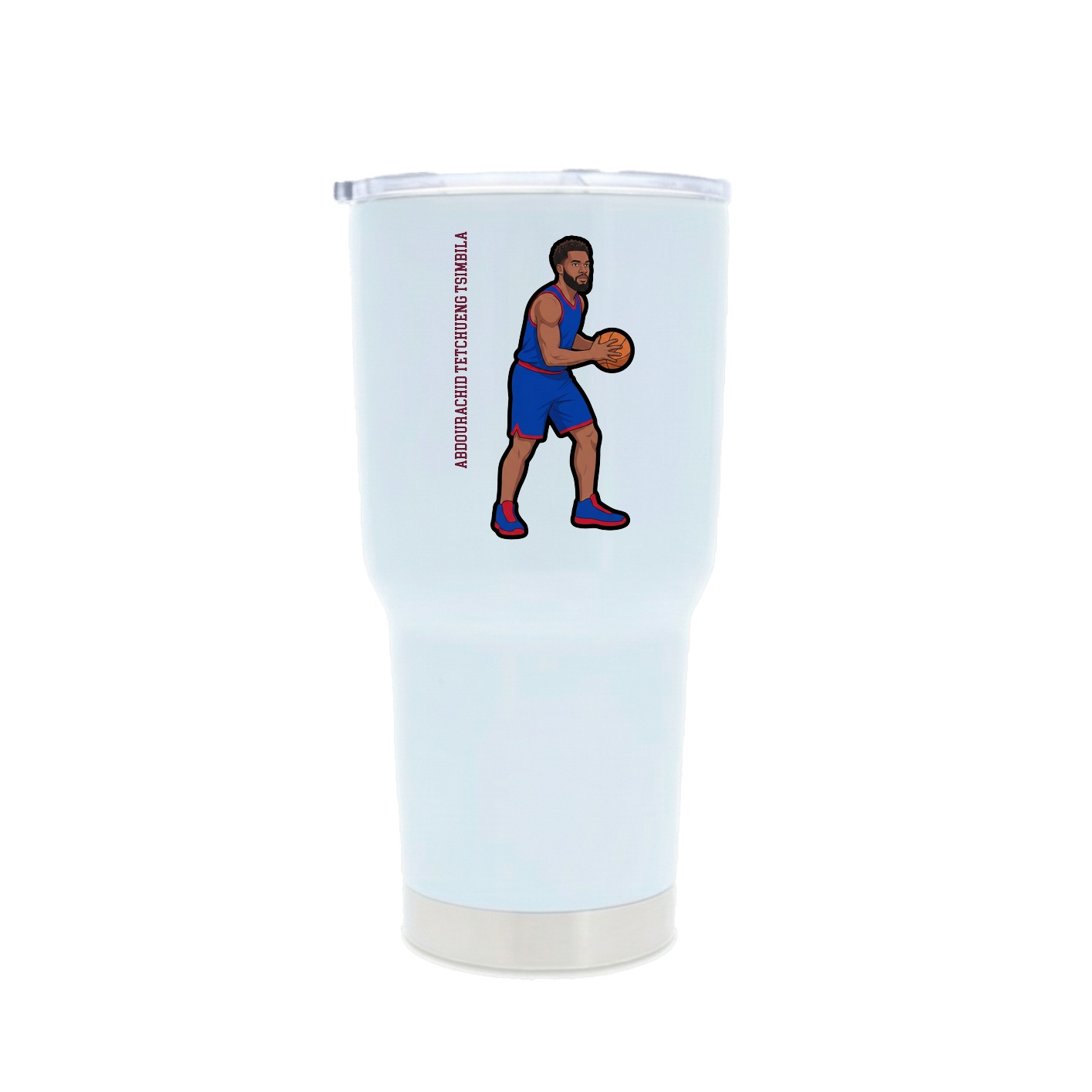 30oz Stainless Steel Tumbler — Name Vertical in White