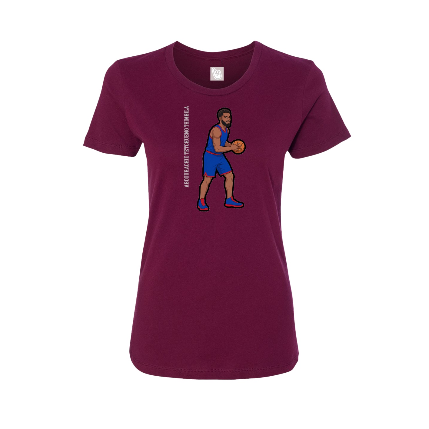 Fitted Women's Tee — Name Vertical in Maroon