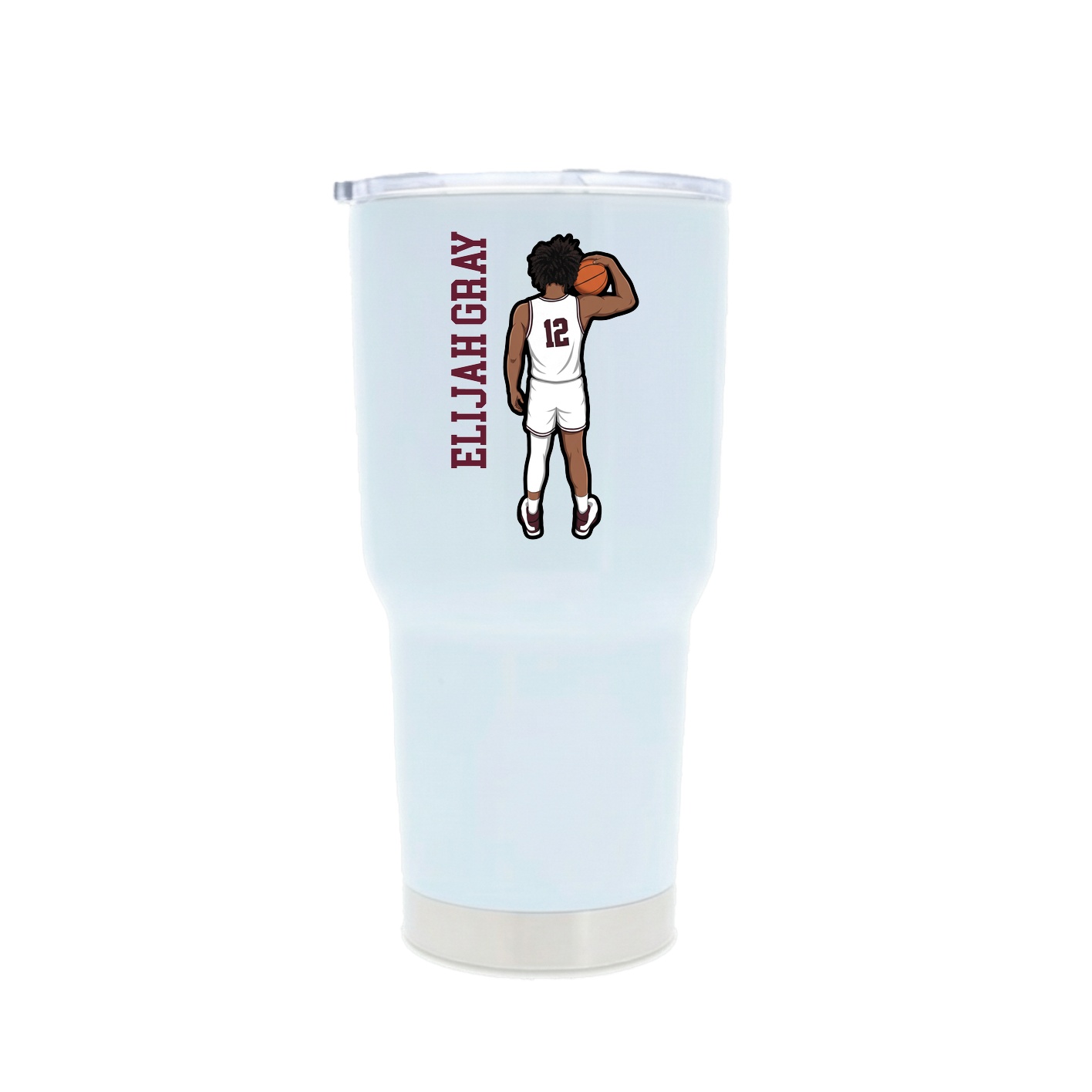 30oz Stainless Steel Tumbler — Name Vertical in White
