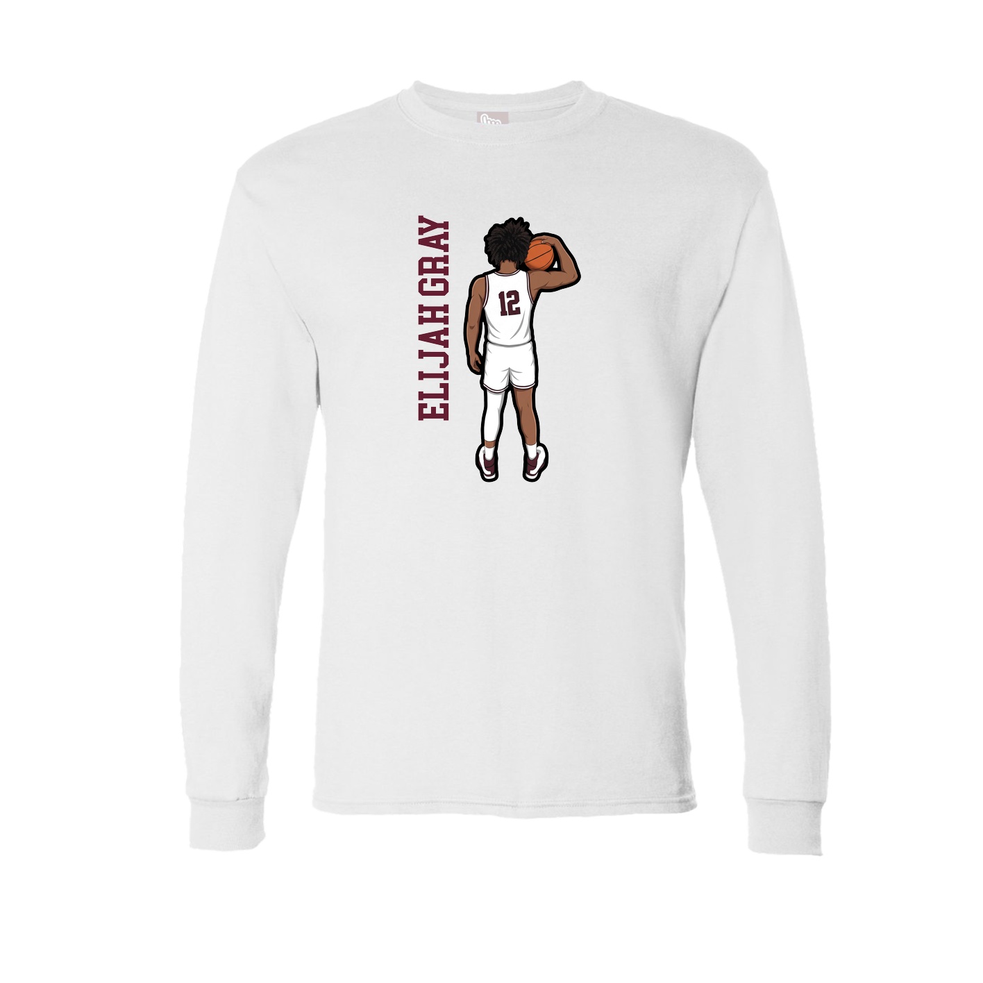 Long Sleeve Tee — Name Vertical in White