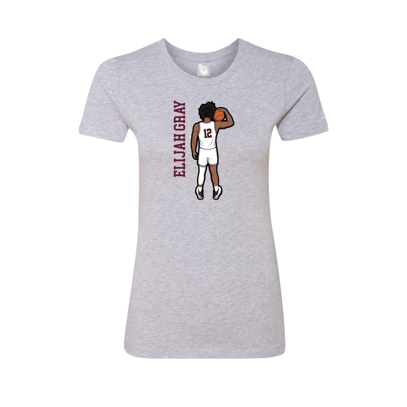 Fitted Women's Tee — Name Vertical in Grey
