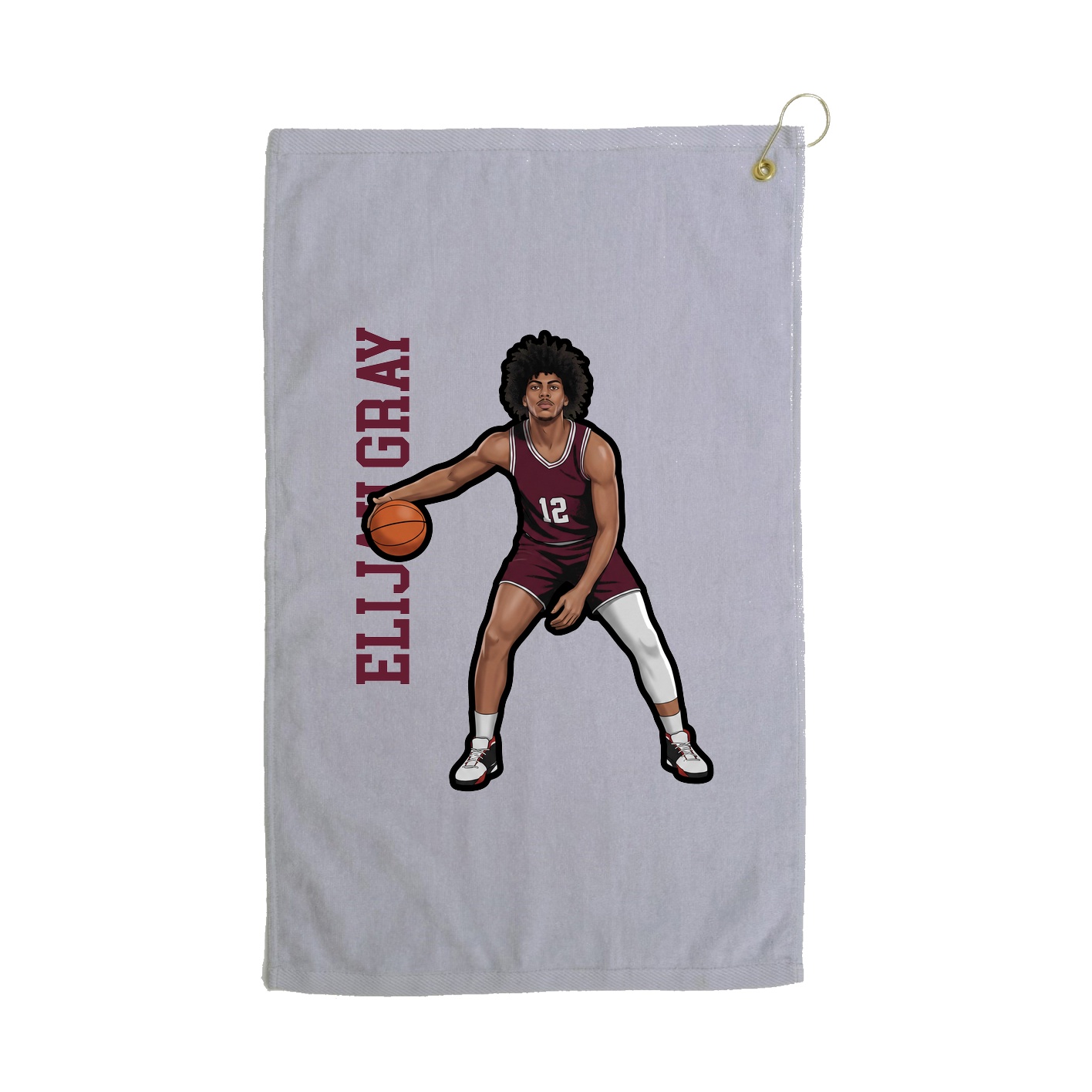 Golf Towel — Name Vertical in Grey