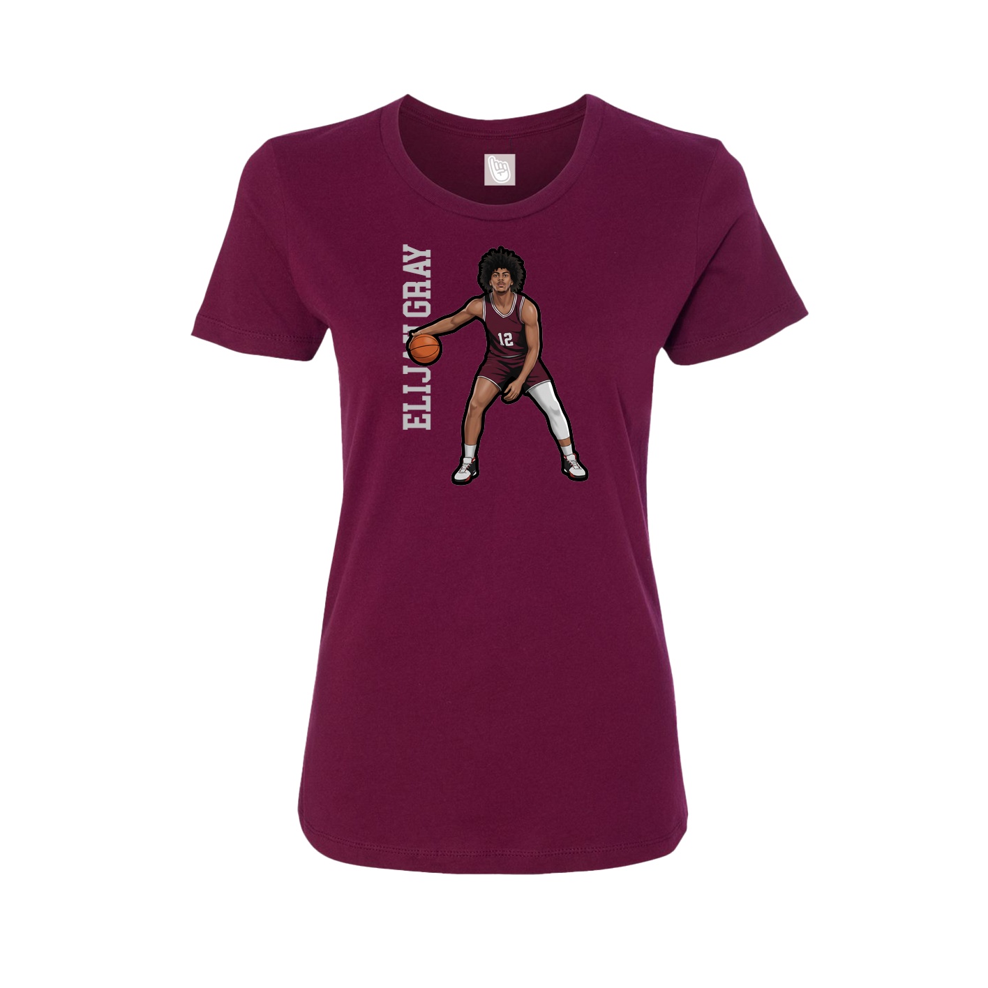 Fitted Women's Tee — Name Vertical in Maroon