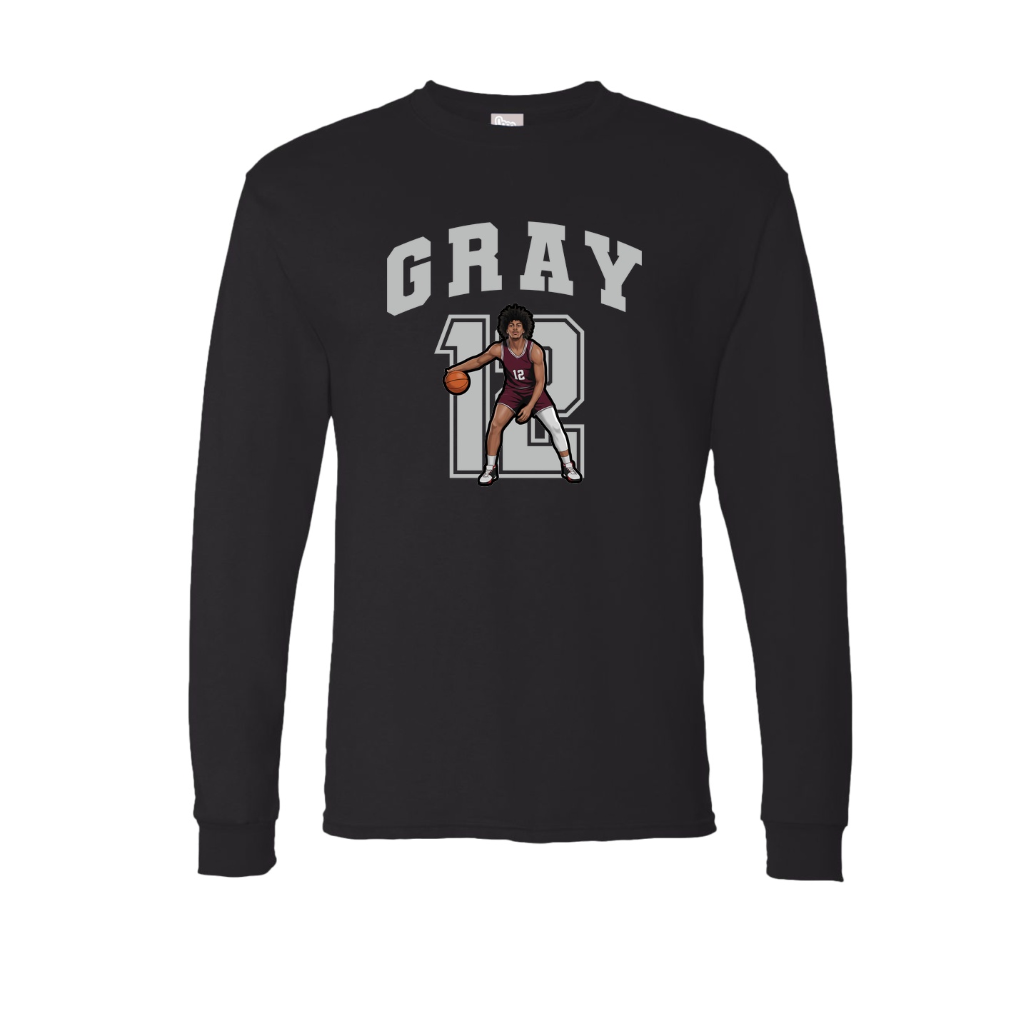 Long Sleeve Tee — Number in Black