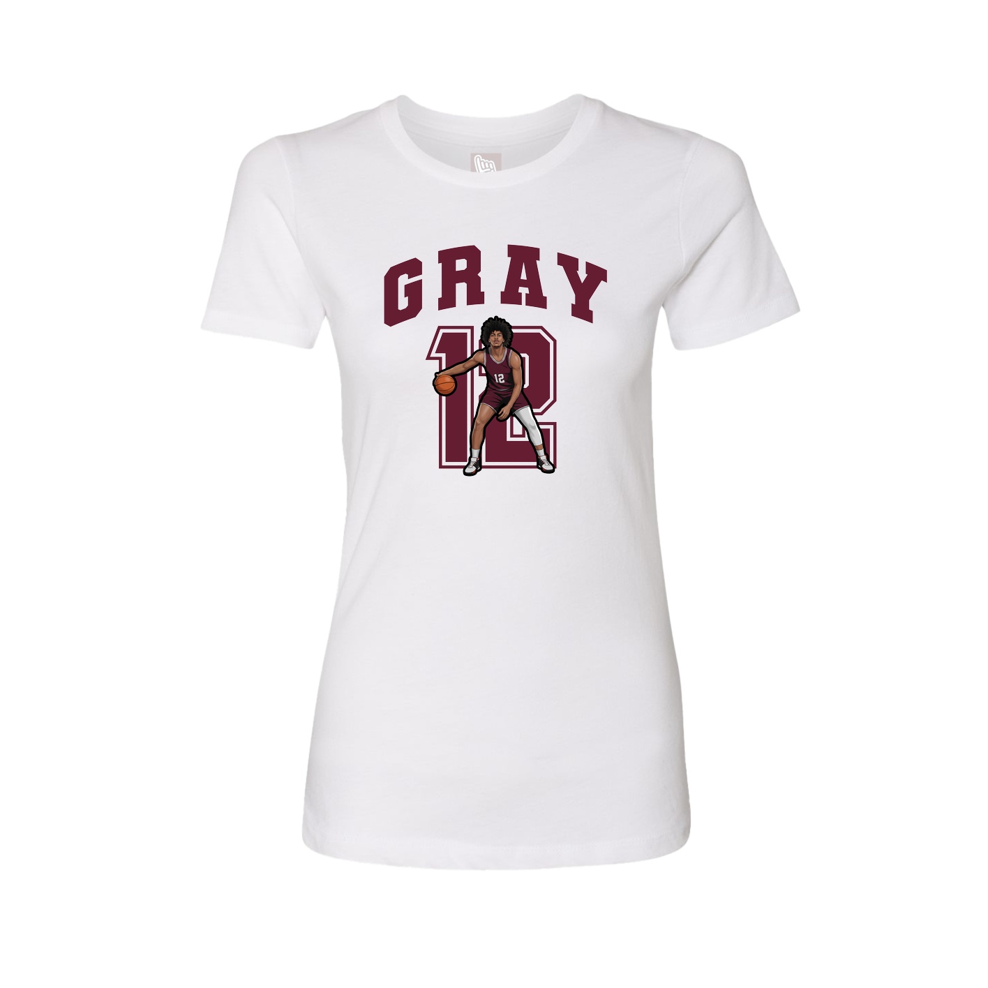 Fitted Women's Tee — Number in White