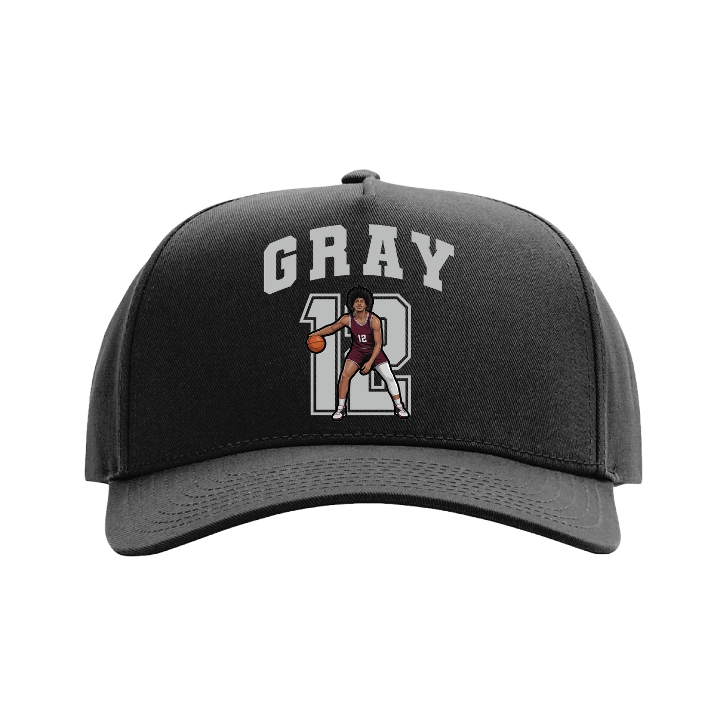 Full Fabric Five-Panel Champ Cap — Number in Black
