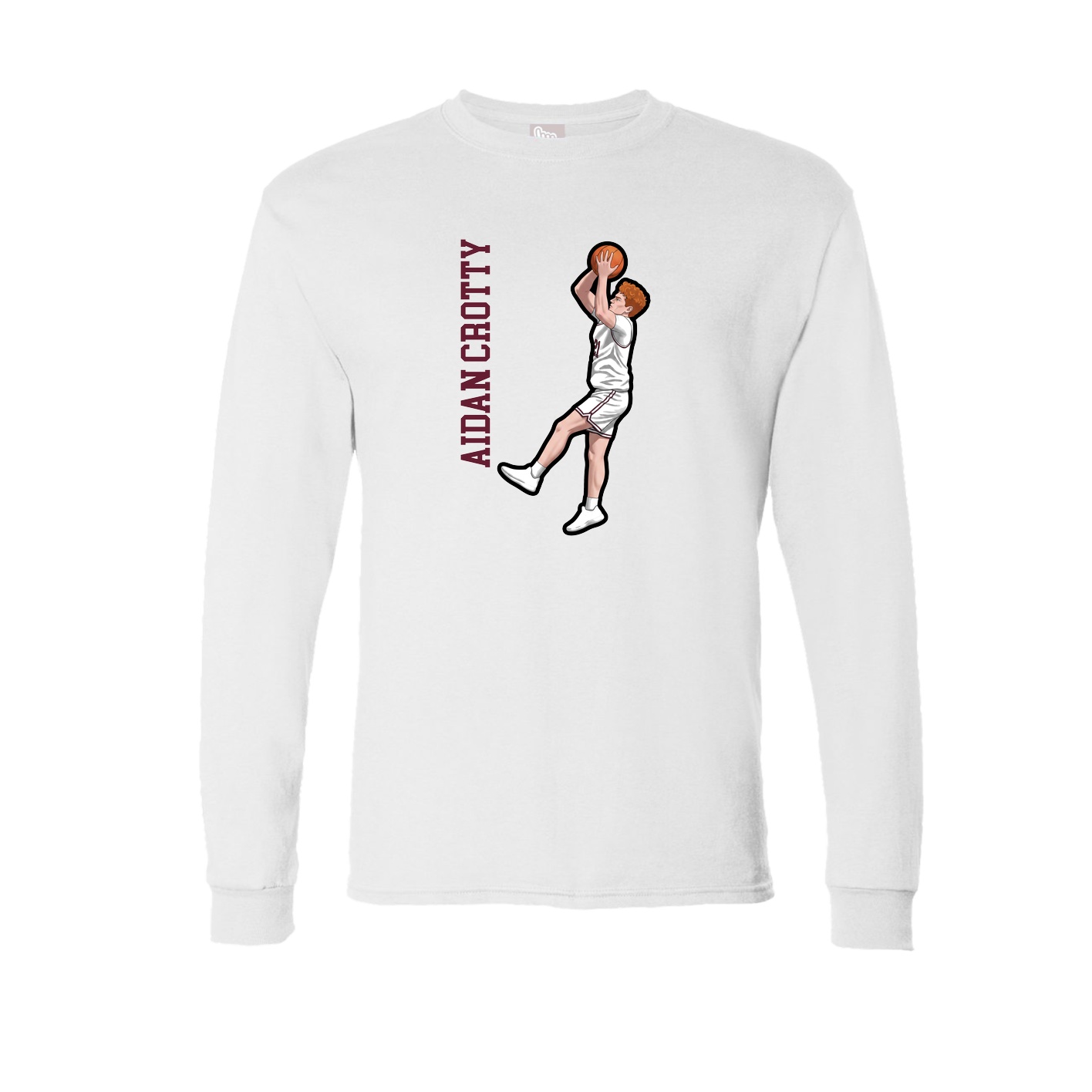 Long Sleeve Tee — Name Vertical in White