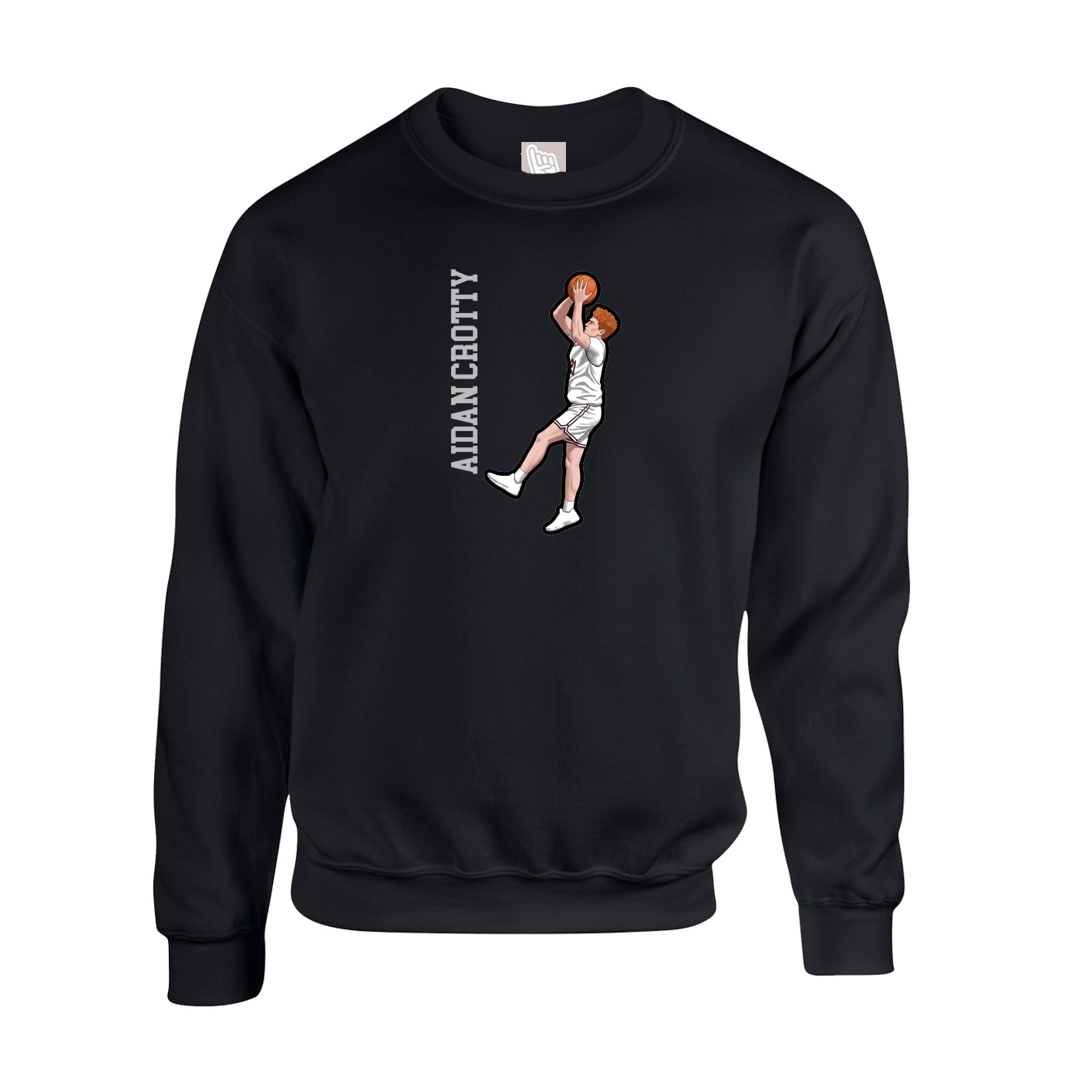 Fleece Crew — Name Vertical in Black