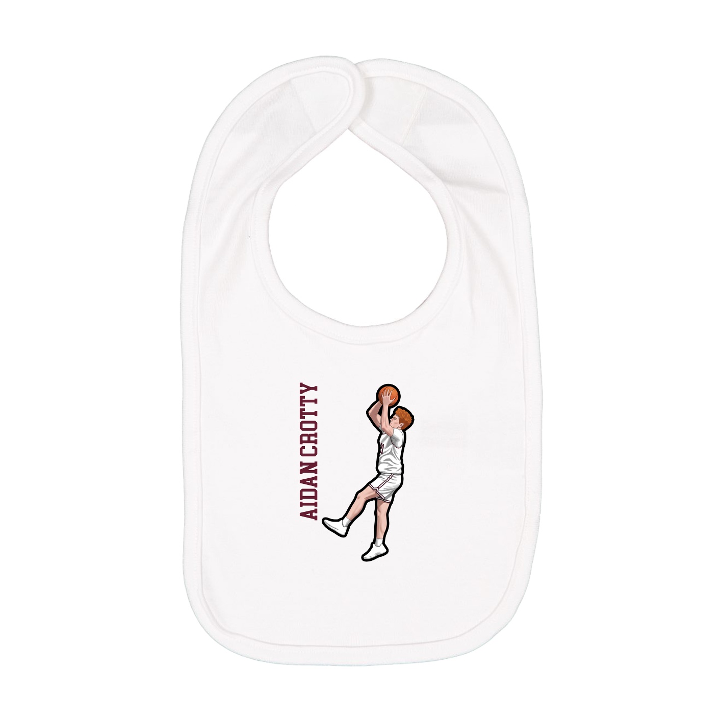 Infant Bib — Name Vertical in White