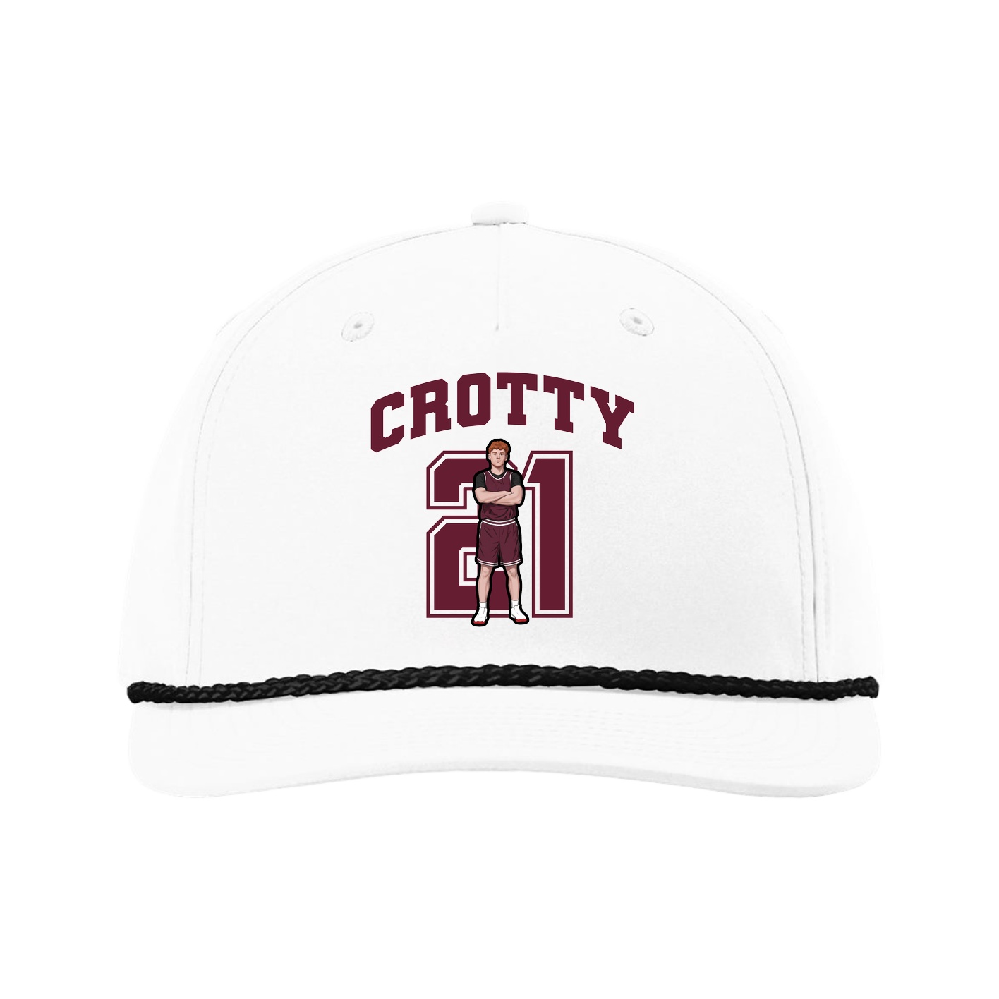 Five-Panel Classic Rope Cap — Number in White