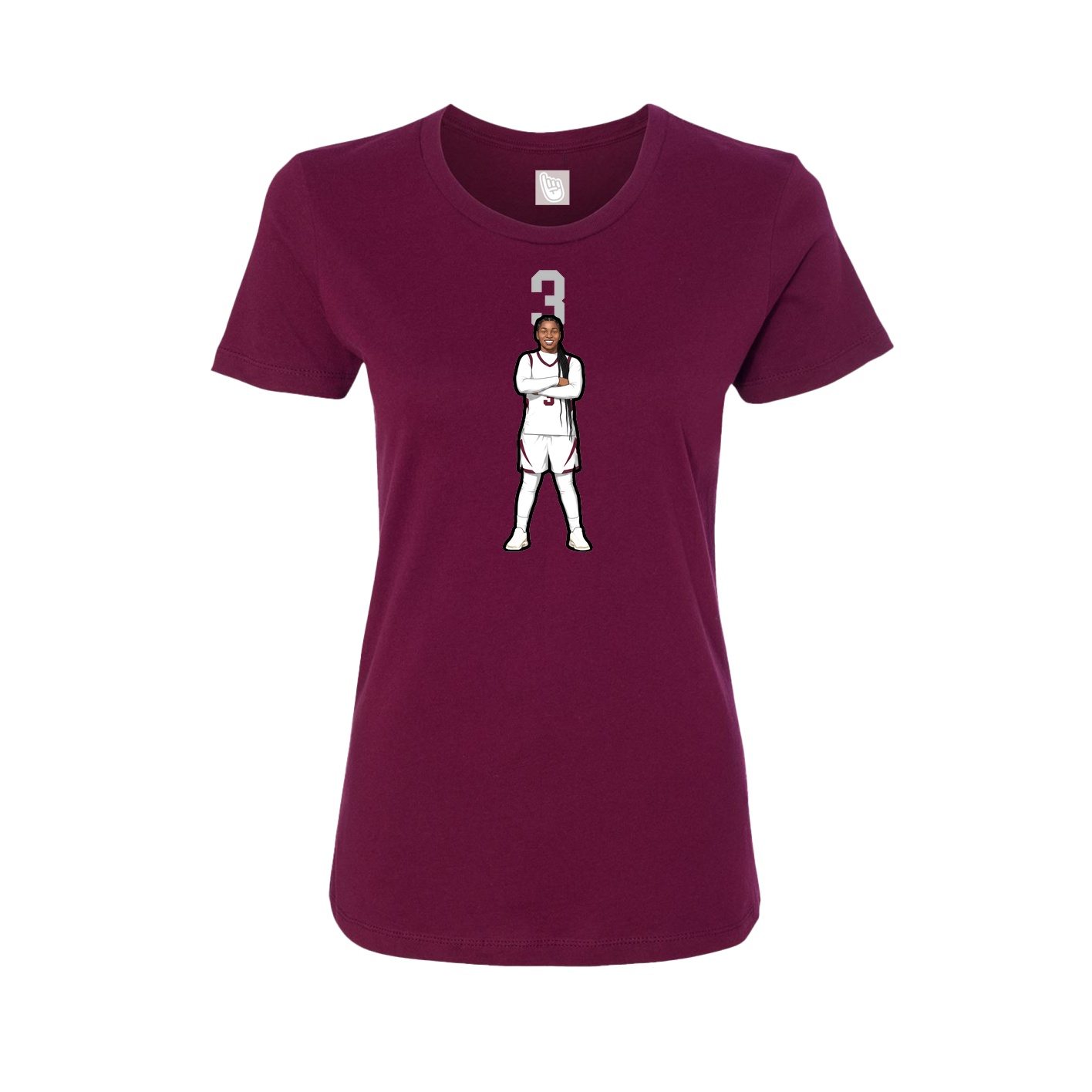 Womens Tee — Number Top in Maroon