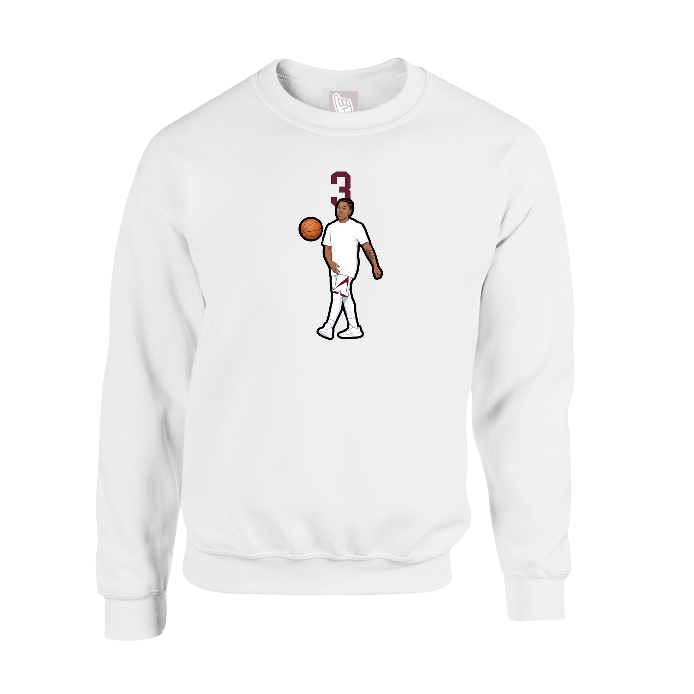 Fleece Crew — Number Top in White